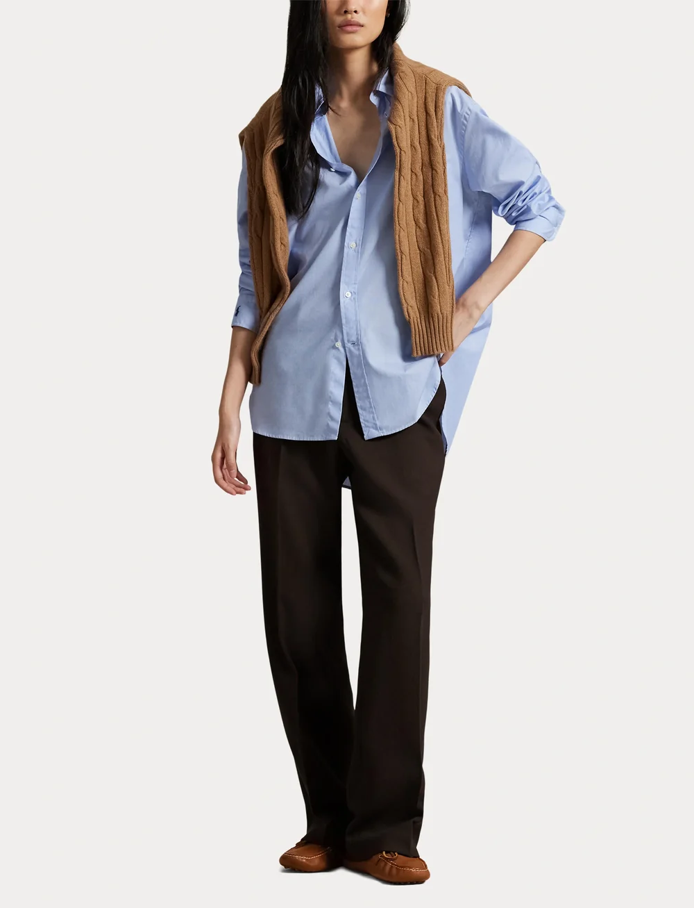 Polo Ralph Lauren - Wool Crepe Relaxed Straight Pant - bukser med lige ben - dark brown - 4