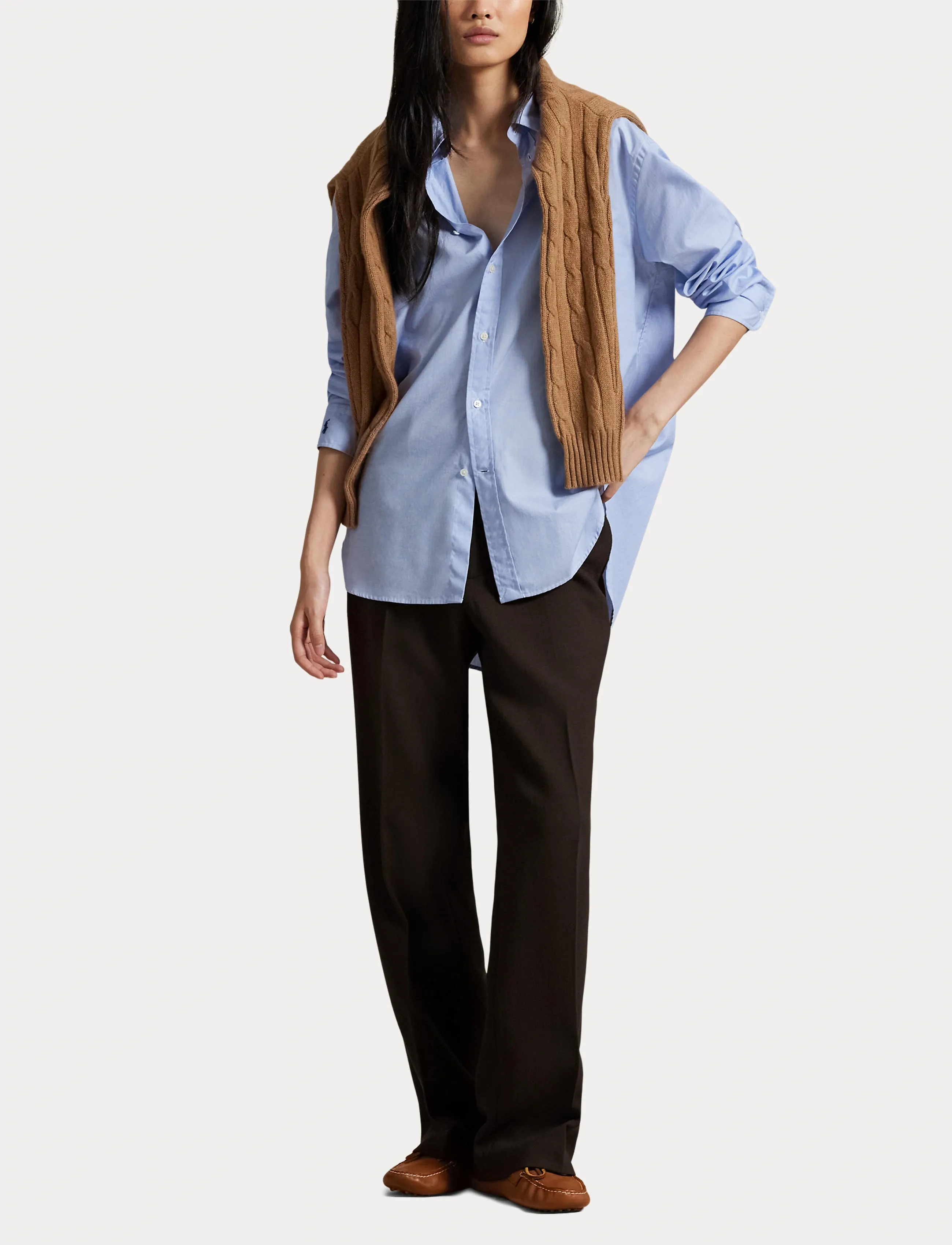 Polo Ralph Lauren - Wool Crepe Relaxed Straight Pant - dark brown - 4