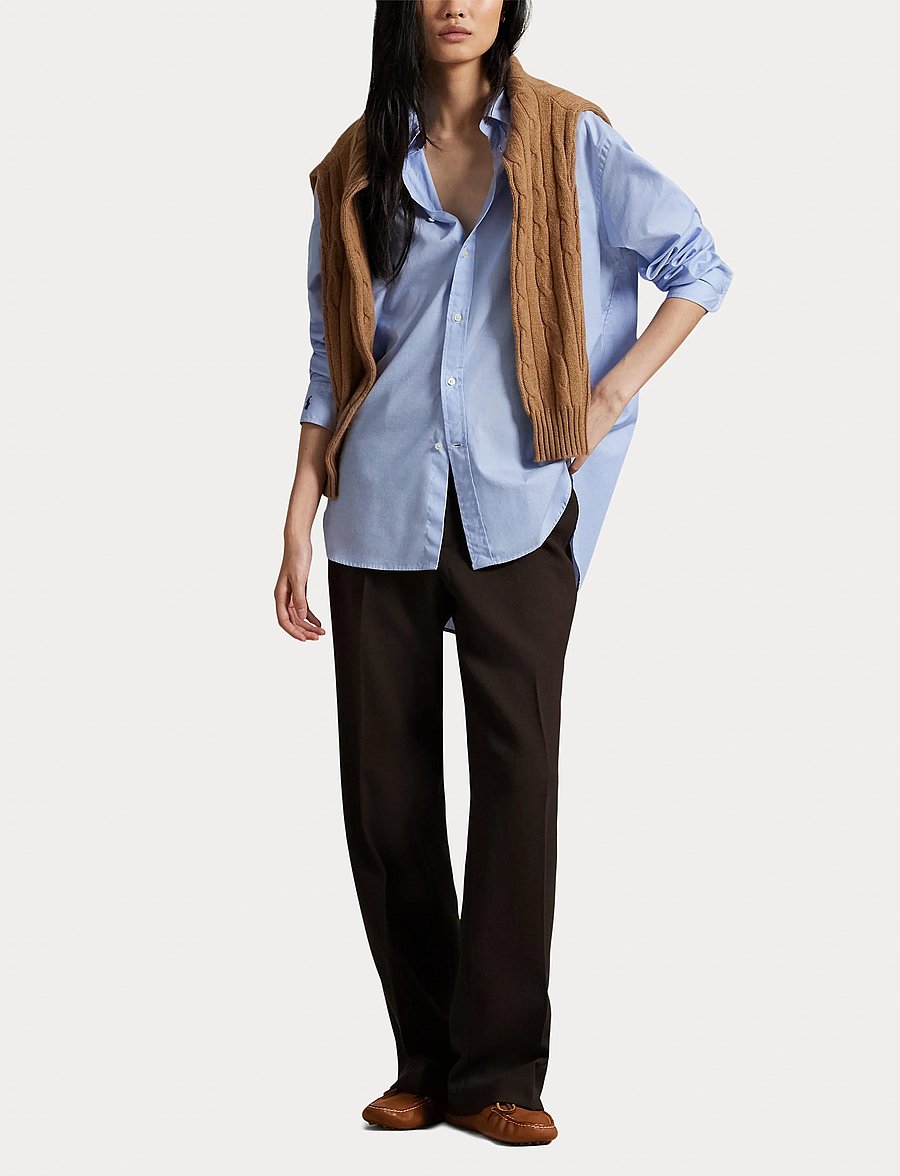 Polo Ralph Lauren - Wool Crepe Relaxed Straight Pant - dark brown - 4