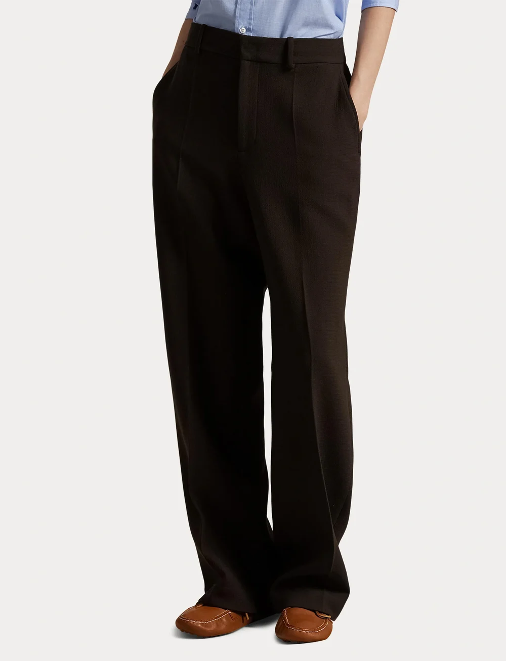 Polo Ralph Lauren - Wool Crepe Relaxed Straight Pant - bukser med lige ben - dark brown - 5