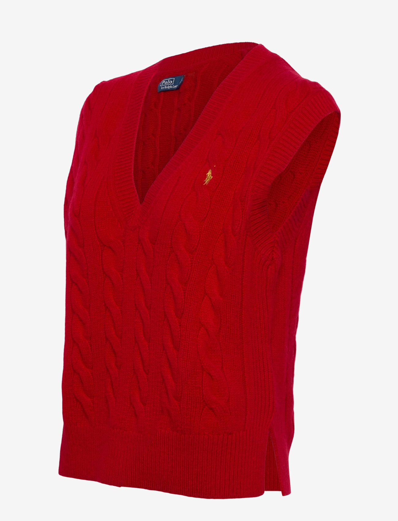 Polo Ralph Lauren - Cable-Knit Wool-Cashmere Sweater Vest - knitted vests - rl2000 red - 2