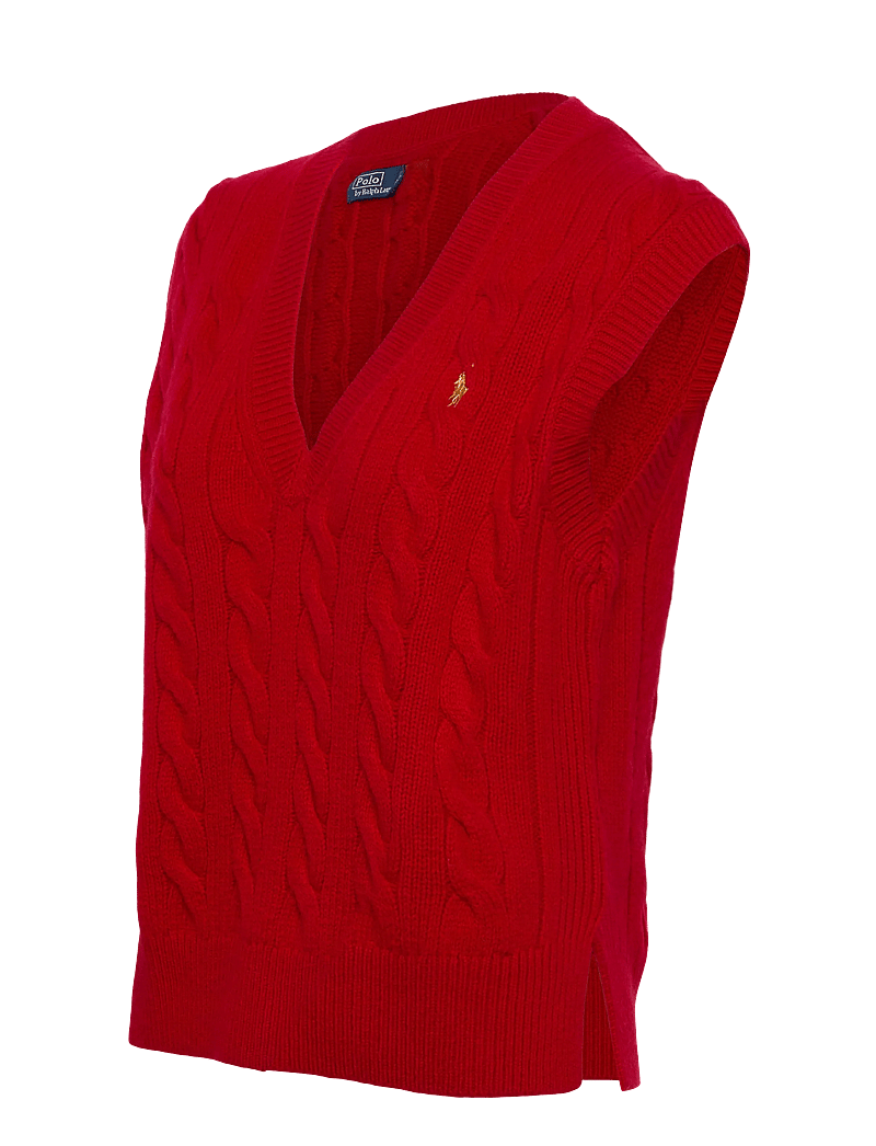 Polo Ralph Lauren - Cable-Knit Wool-Cashmere Sweater Vest - knitted vests - rl2000 red - 2