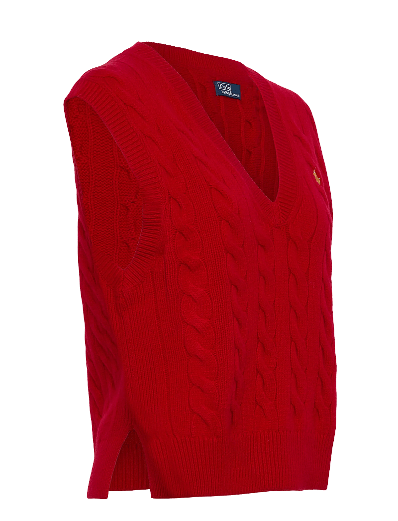 Polo Ralph Lauren - Cable-Knit Wool-Cashmere Sweater Vest - knitted vests - rl2000 red - 3