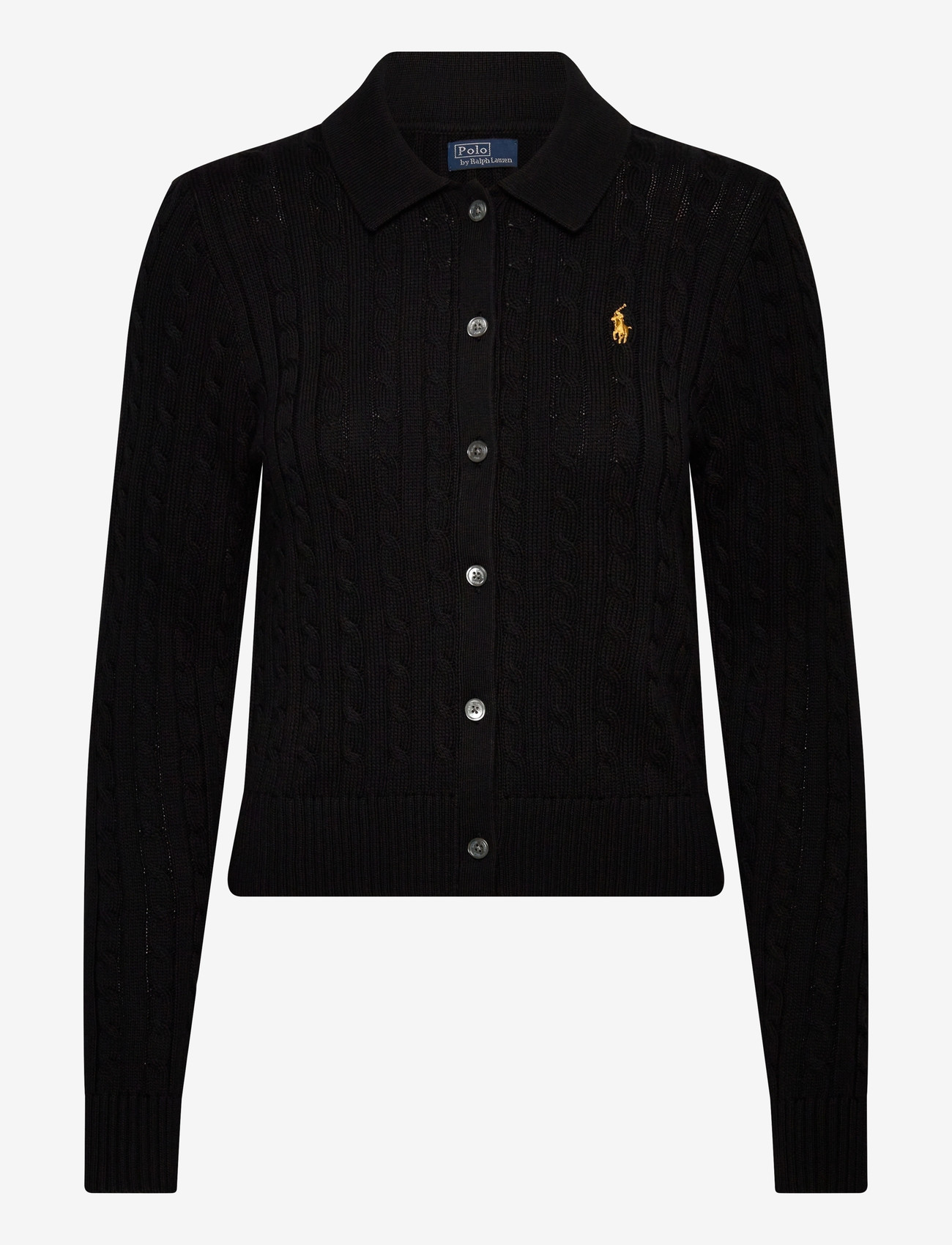Polo Ralph Lauren - Cable-Knit Cotton Cardigan - koftor - polo black - 0
