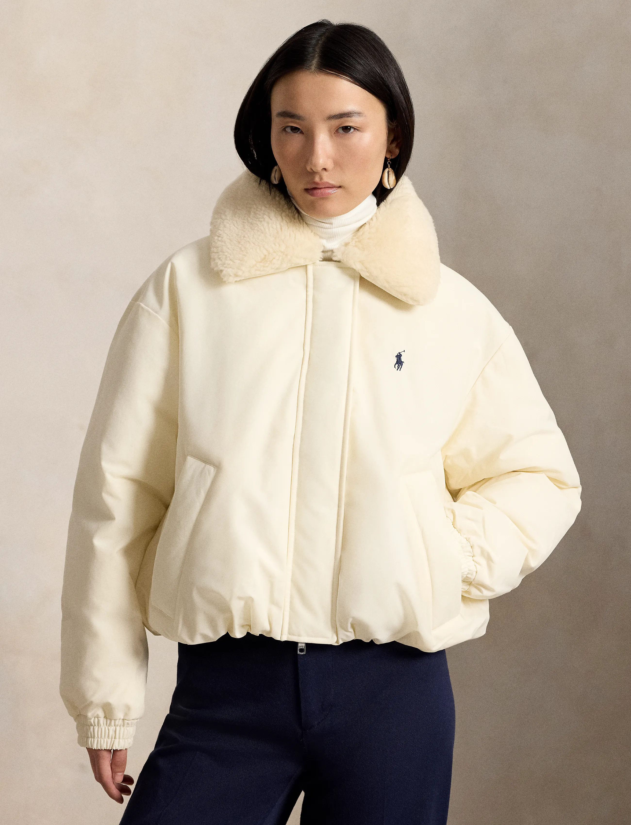 Polo Ralph Lauren High-Pile-Collar Down Puffer Jacket - Jackor & Kappor - ESTATE CREAM / cream