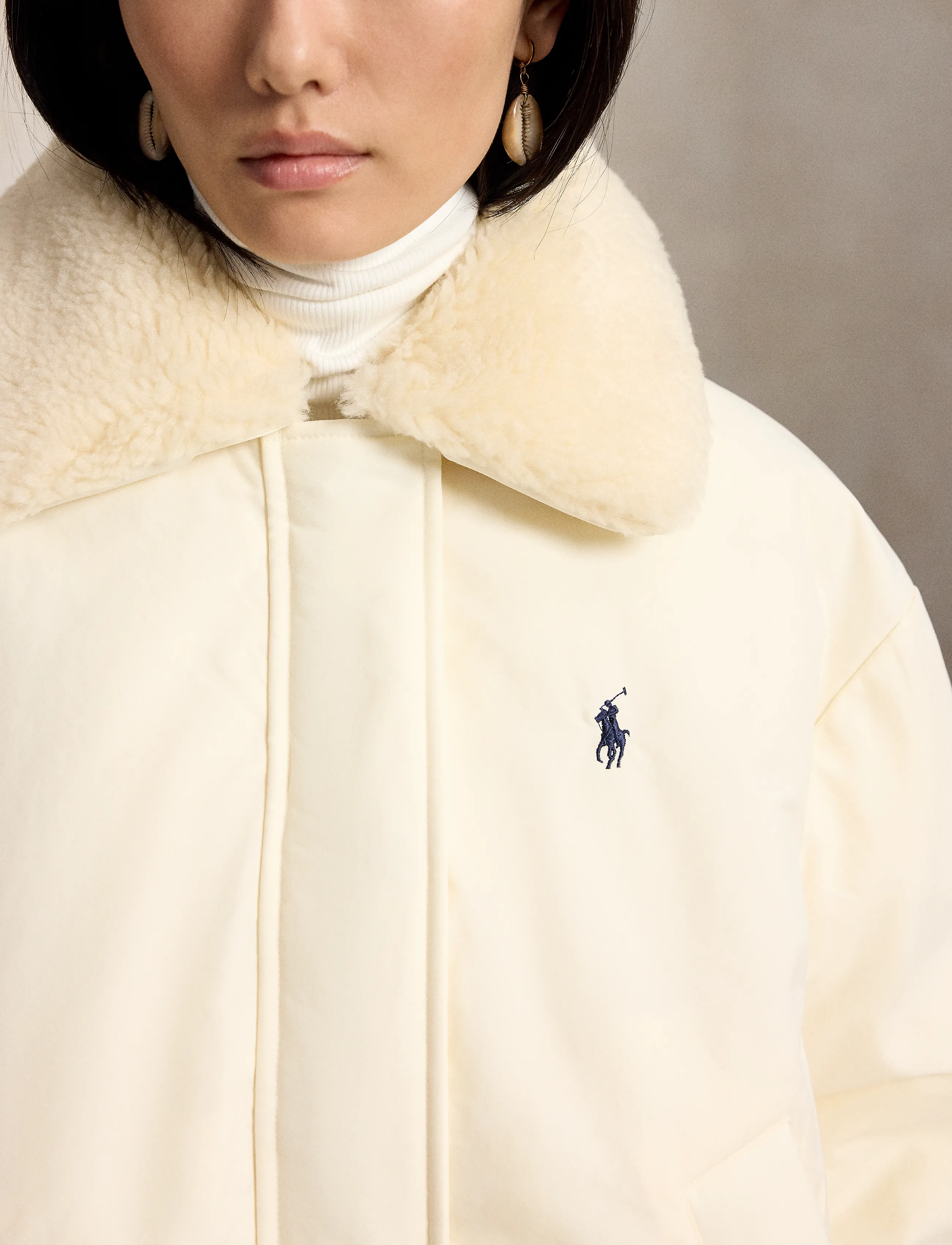Polo Ralph Lauren - High-Pile-Collar Down Puffer Jacket - tunna jackor - estate cream - 4