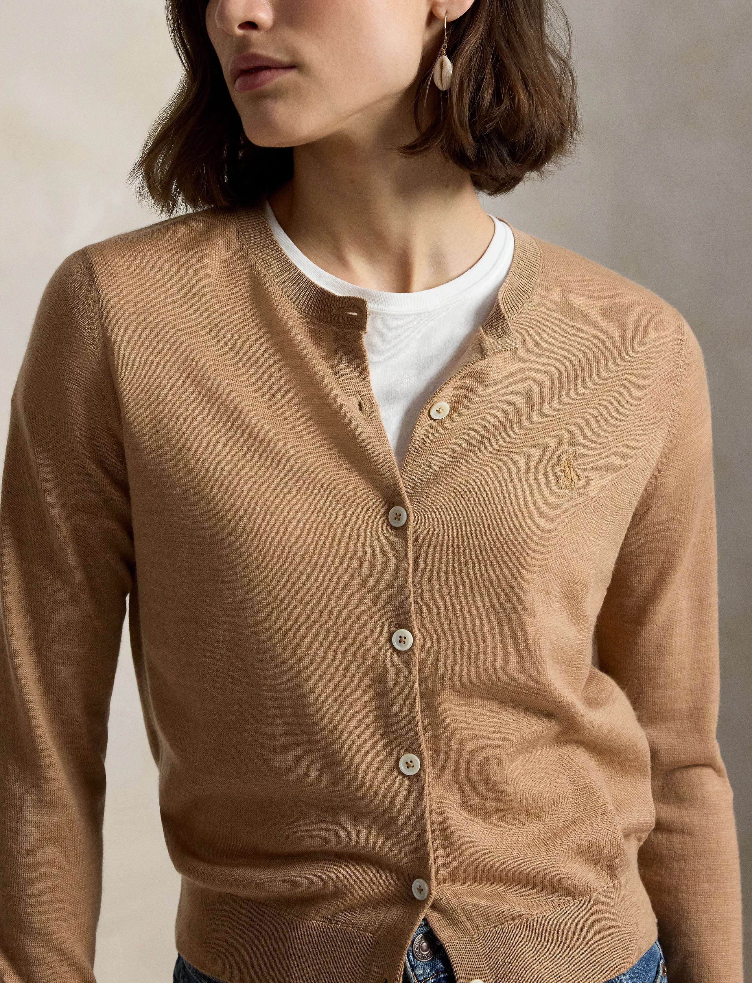 Polo Ralph Lauren - Wool Crewneck Cardigan - koftor - collection camel - 4