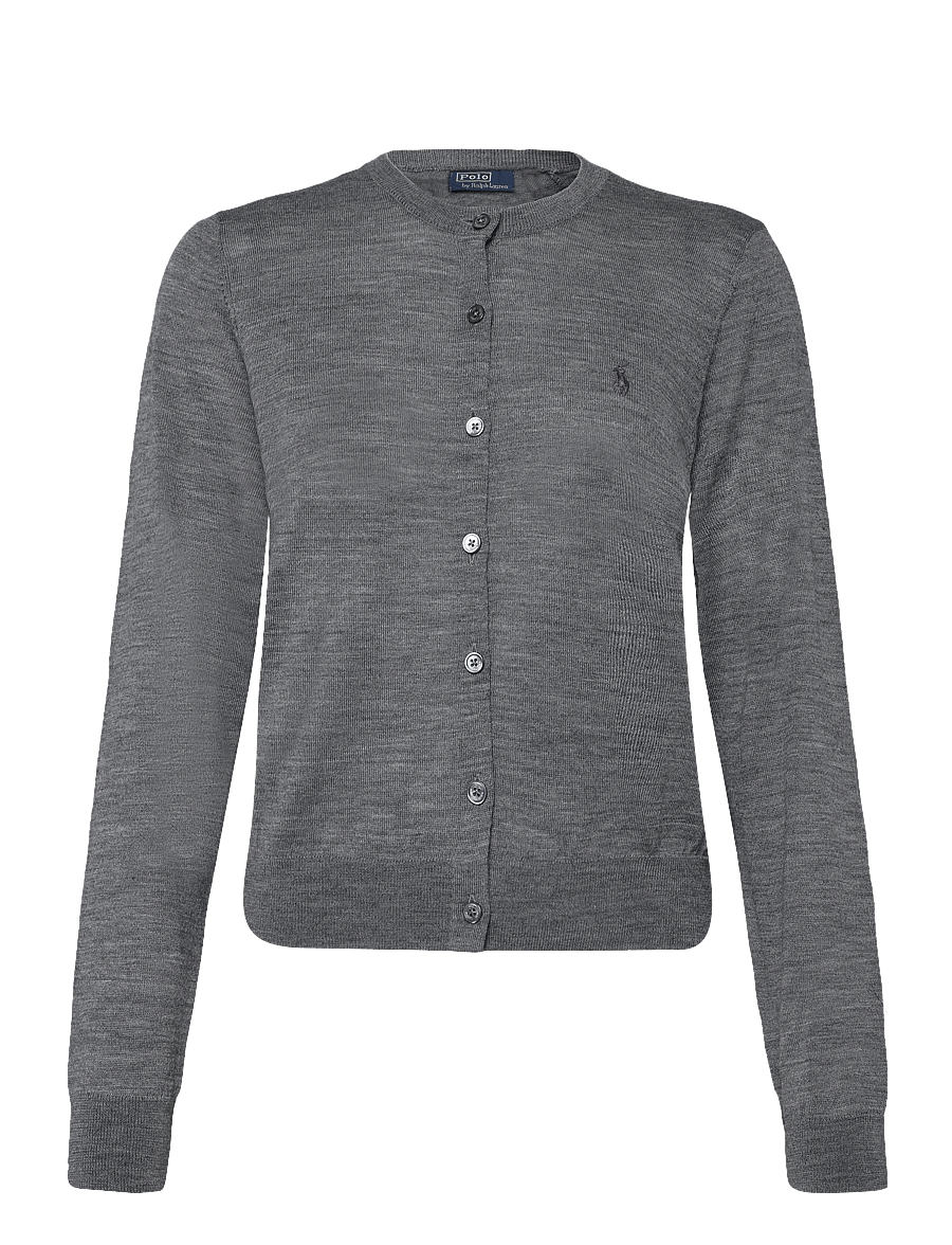 Polo Ralph Lauren - Wool Crewneck Cardigan - koftor - flannel heather g - 1