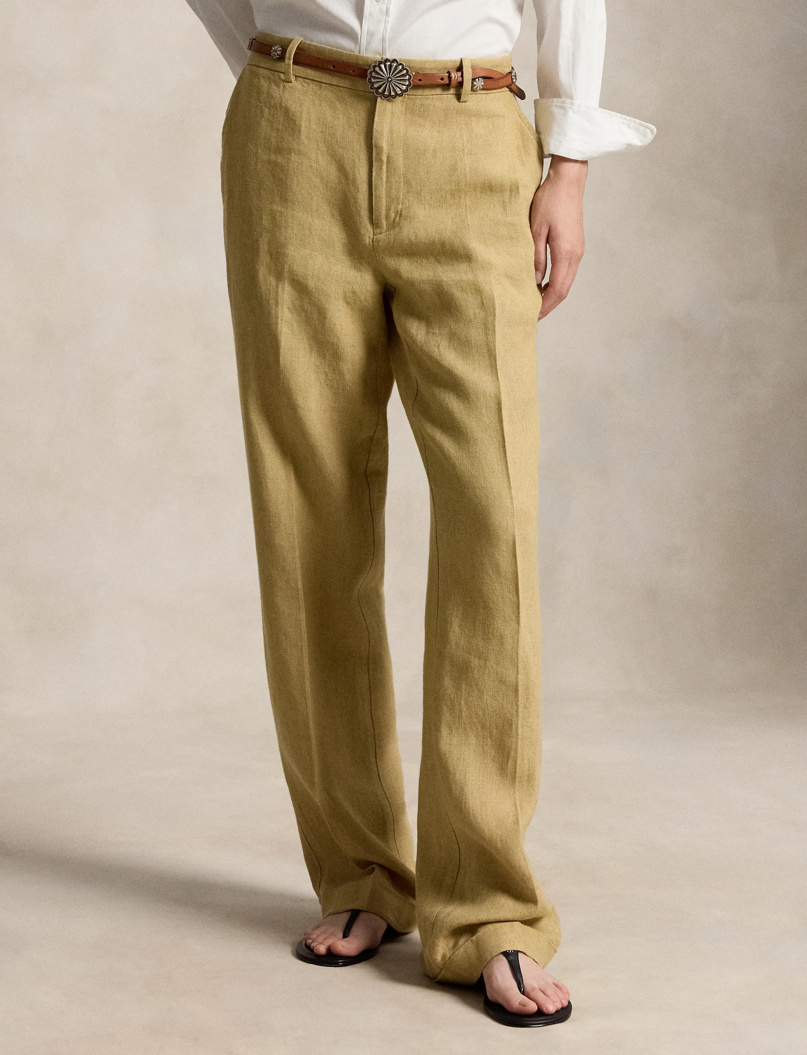 Polo Ralph Lauren 9/1 DELAVE LINEN-WVN-PANTS - Straight leg trousers - CLASSIC CAMEL / beige