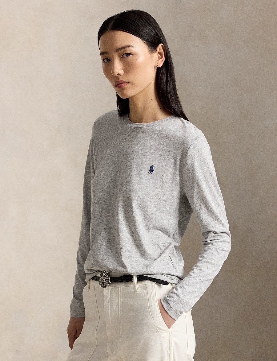 Polo Ralph Lauren - 40/1 COTTON JERSEY-KNT-T-SHIRT - långärmade toppar - cobblestone heath - 0