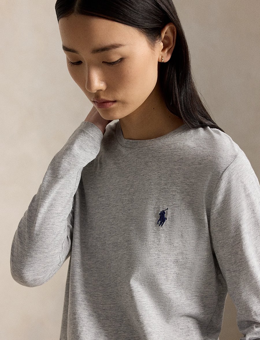 Polo Ralph Lauren - 40/1 COTTON JERSEY-KNT-T-SHIRT - långärmade toppar - cobblestone heath - 4