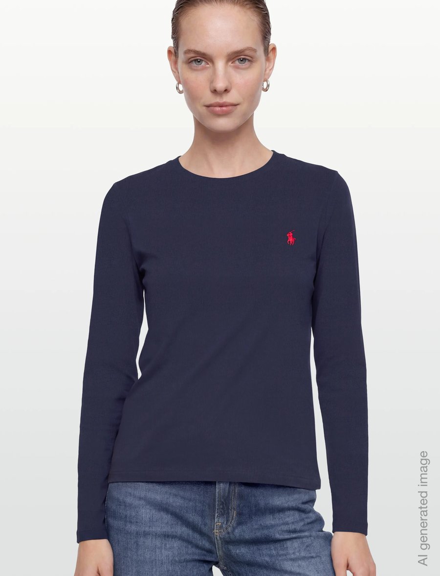 Polo Ralph Lauren - 40/1 COTTON JERSEY-KNT-T-SHIRT - långärmade toppar - cruise navy - 3