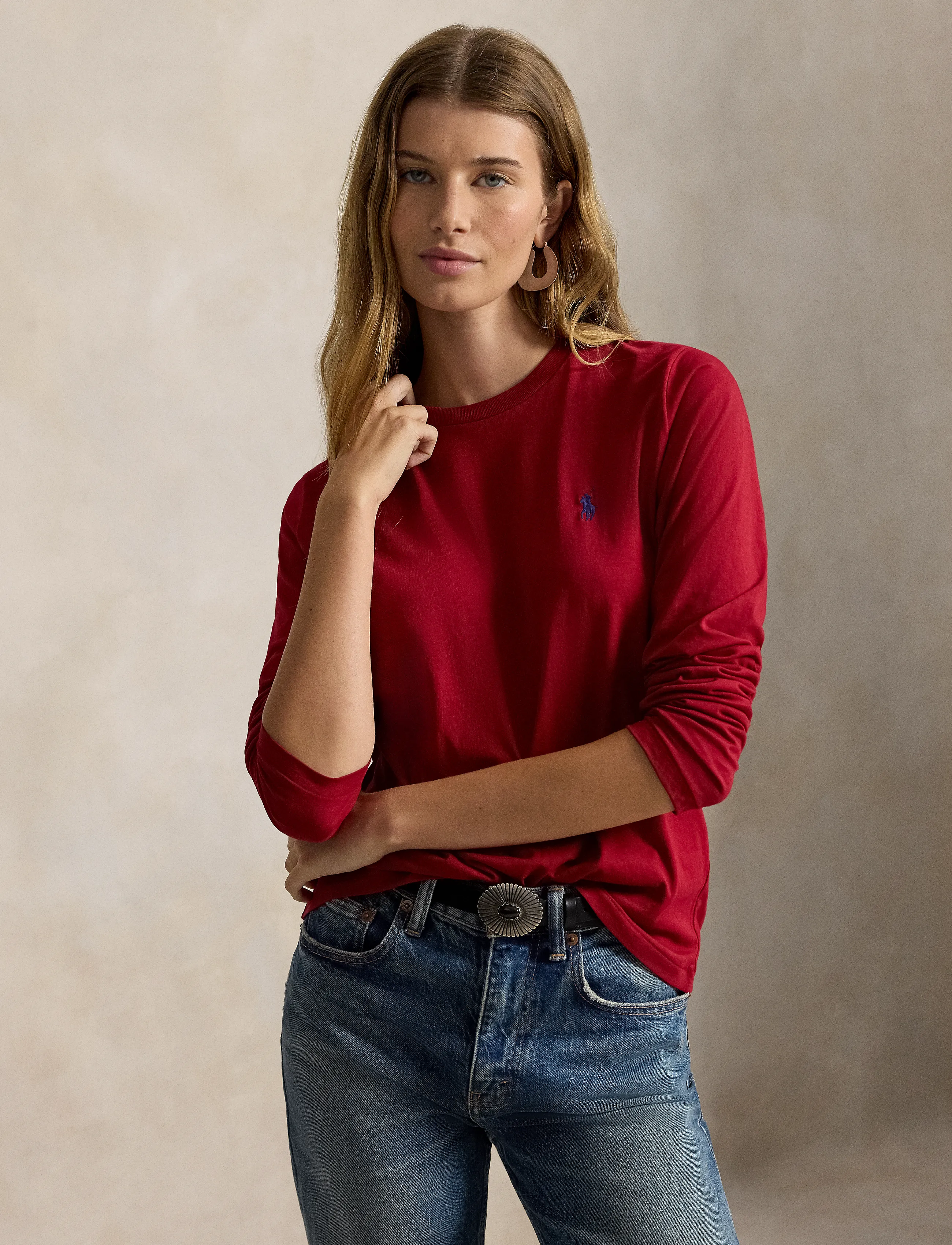 Polo Ralph Lauren Classic Fit Jersey Long-Sleeve Tee - Long-sleeved tops - EATON RED / red
