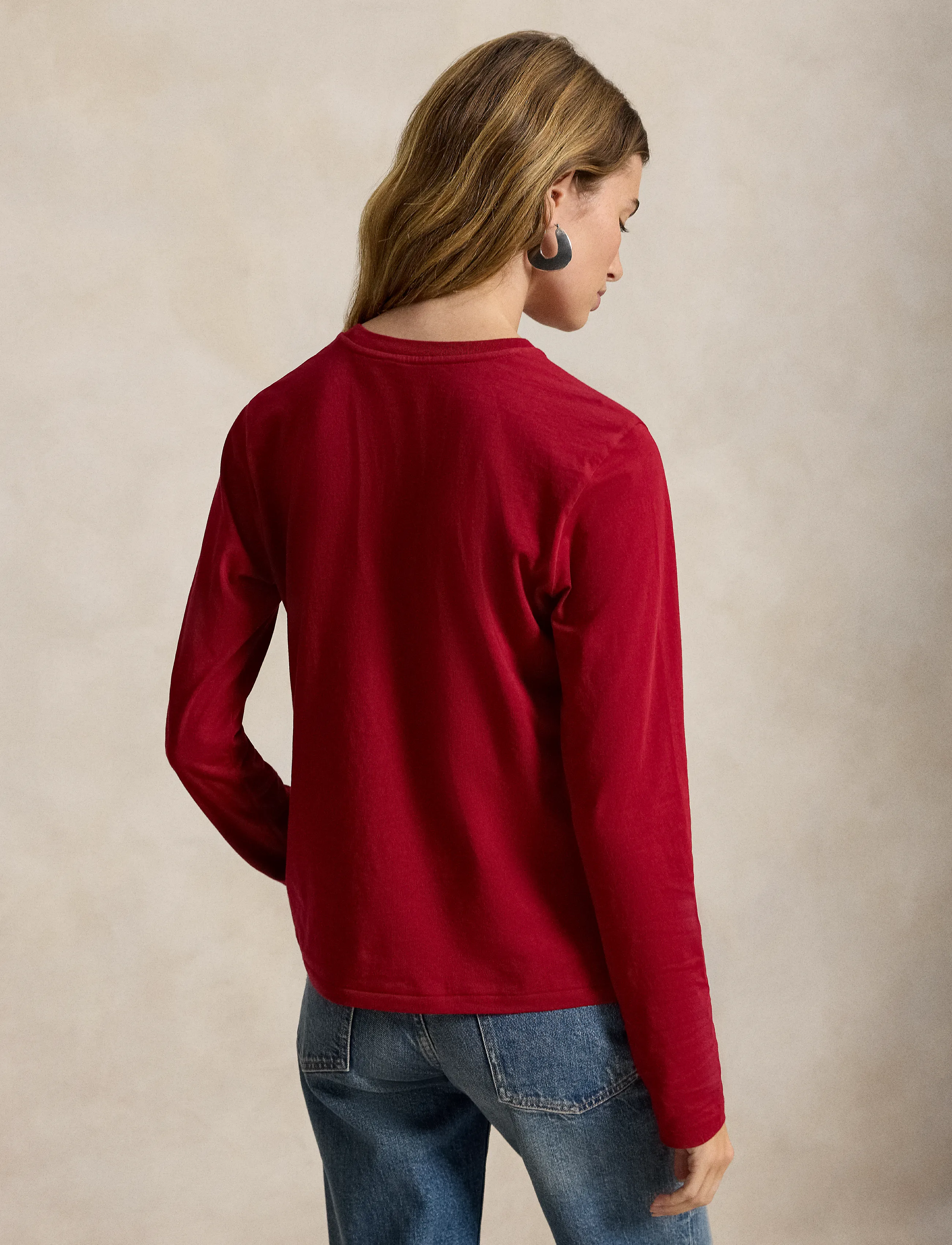 Polo Ralph Lauren - Classic Fit Jersey Long-Sleeve Tee - långärmade toppar - eaton red - 4