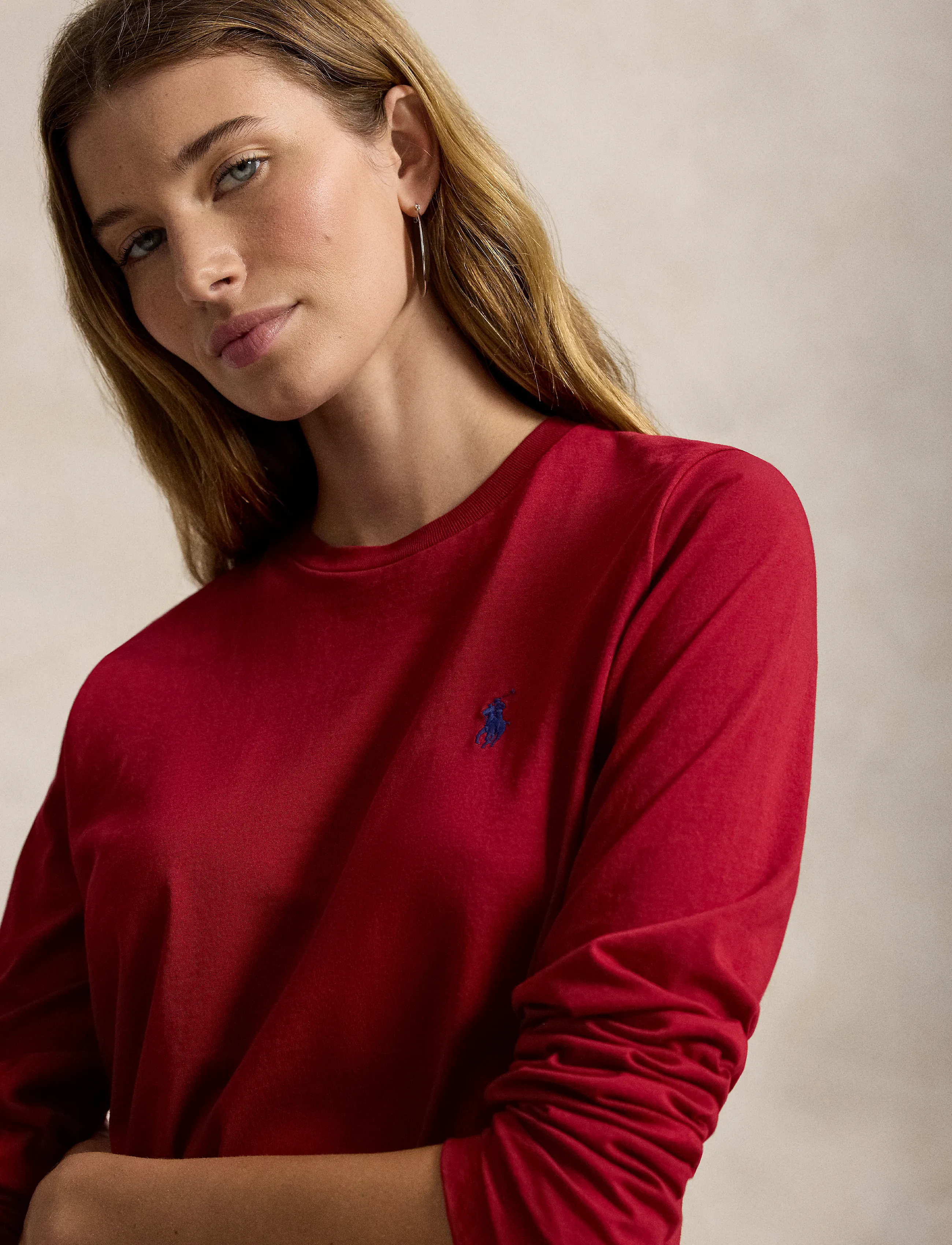 Polo Ralph Lauren - Classic Fit Jersey Long-Sleeve Tee - långärmade toppar - eaton red - 5