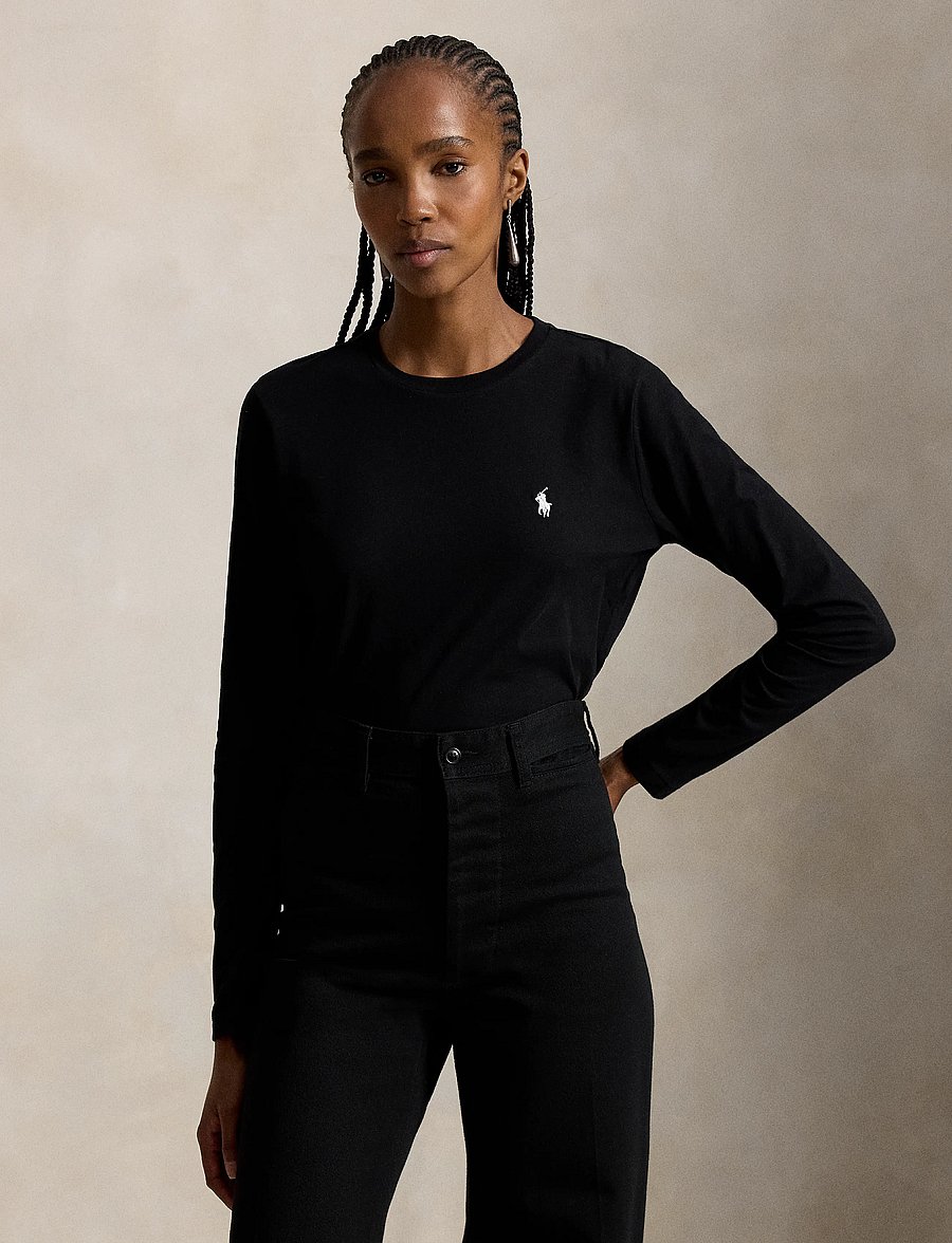 Polo Ralph Lauren - 40/1 COTTON JERSEY-KNT-T-SHIRT - langärmlige tops - polo black - 0
