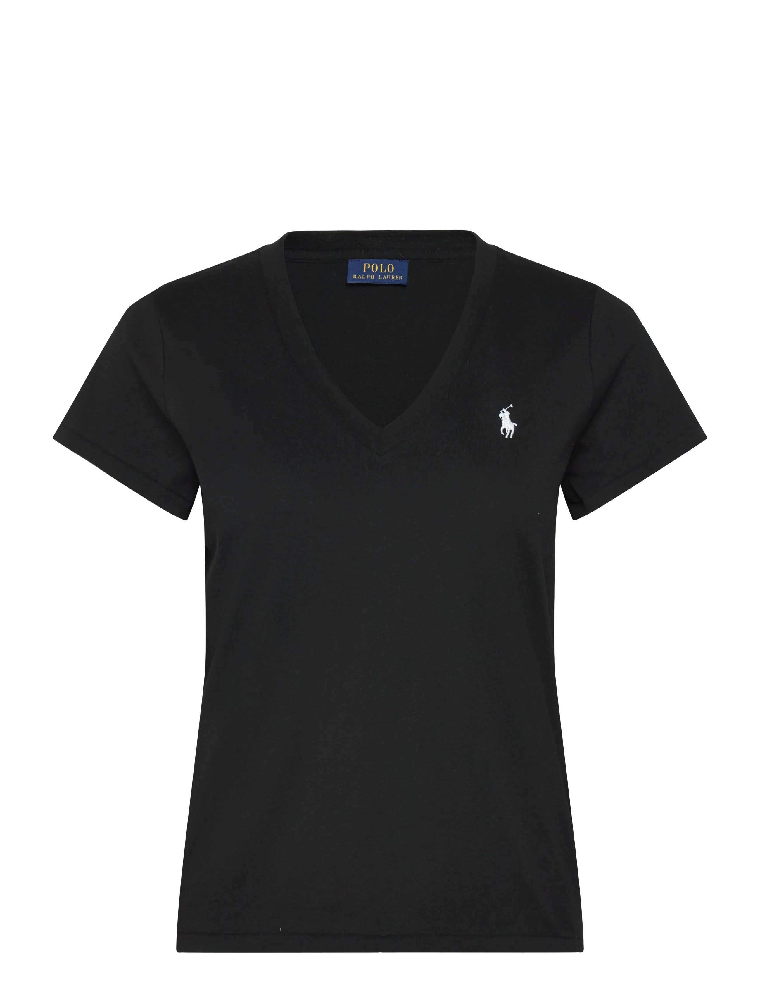 Polo Ralph Lauren Cotton Jersey V-Neck Tee, Kvinder, V-Hals T-Shirt, Sort, Str: XS