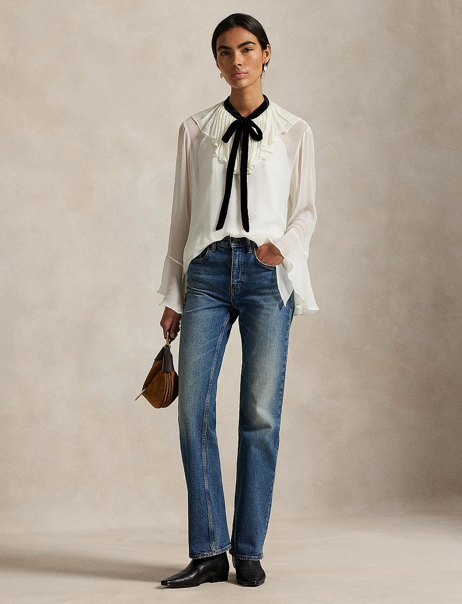 Polo Ralph Lauren - CRINKLE VISCOSE GGT-WVN-SHIRT - blouses à manches longues - warm white - 0