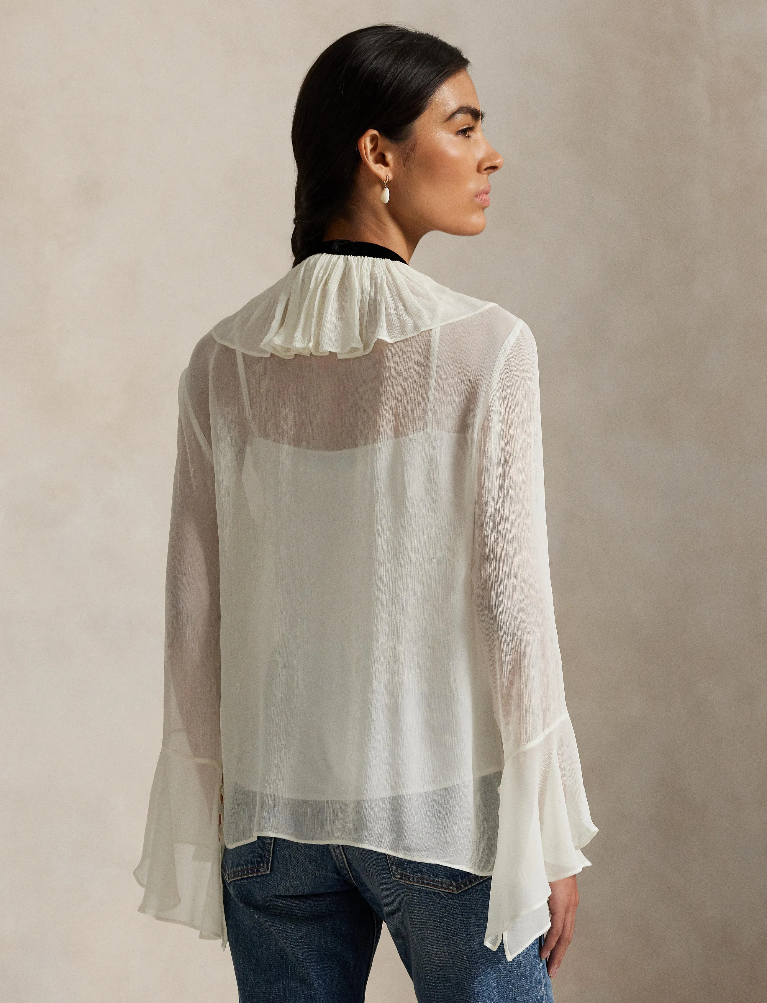 Polo Ralph Lauren - CRINKLE VISCOSE GGT-WVN-SHIRT - blouses à manches longues - warm white - 3