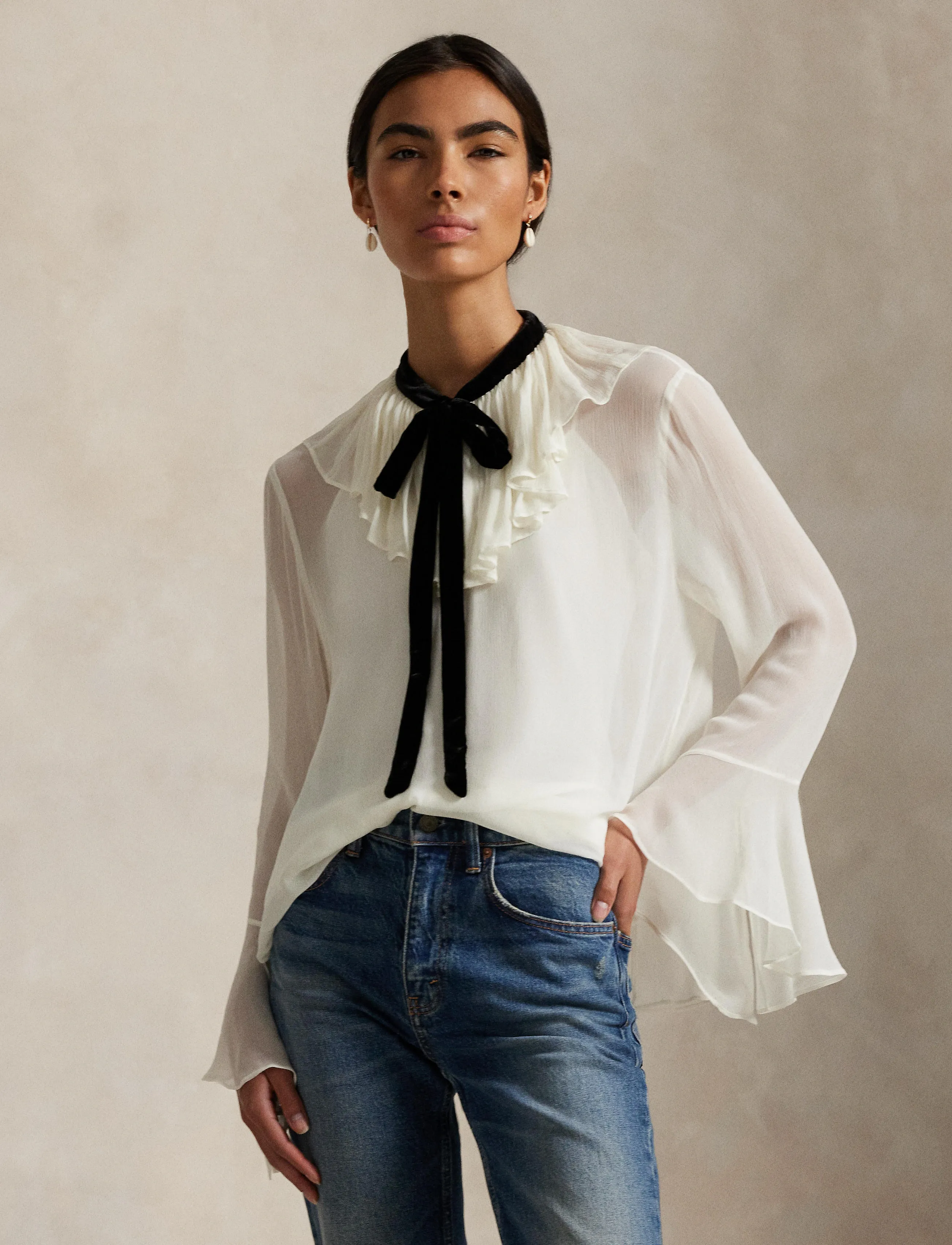Polo Ralph Lauren - CRINKLE VISCOSE GGT-WVN-SHIRT - blouses à manches longues - warm white - 4