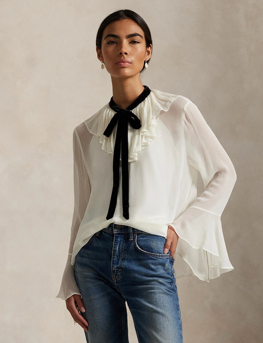 Polo Ralph Lauren - CRINKLE VISCOSE GGT-WVN-SHIRT - blouses à manches longues - warm white - 4