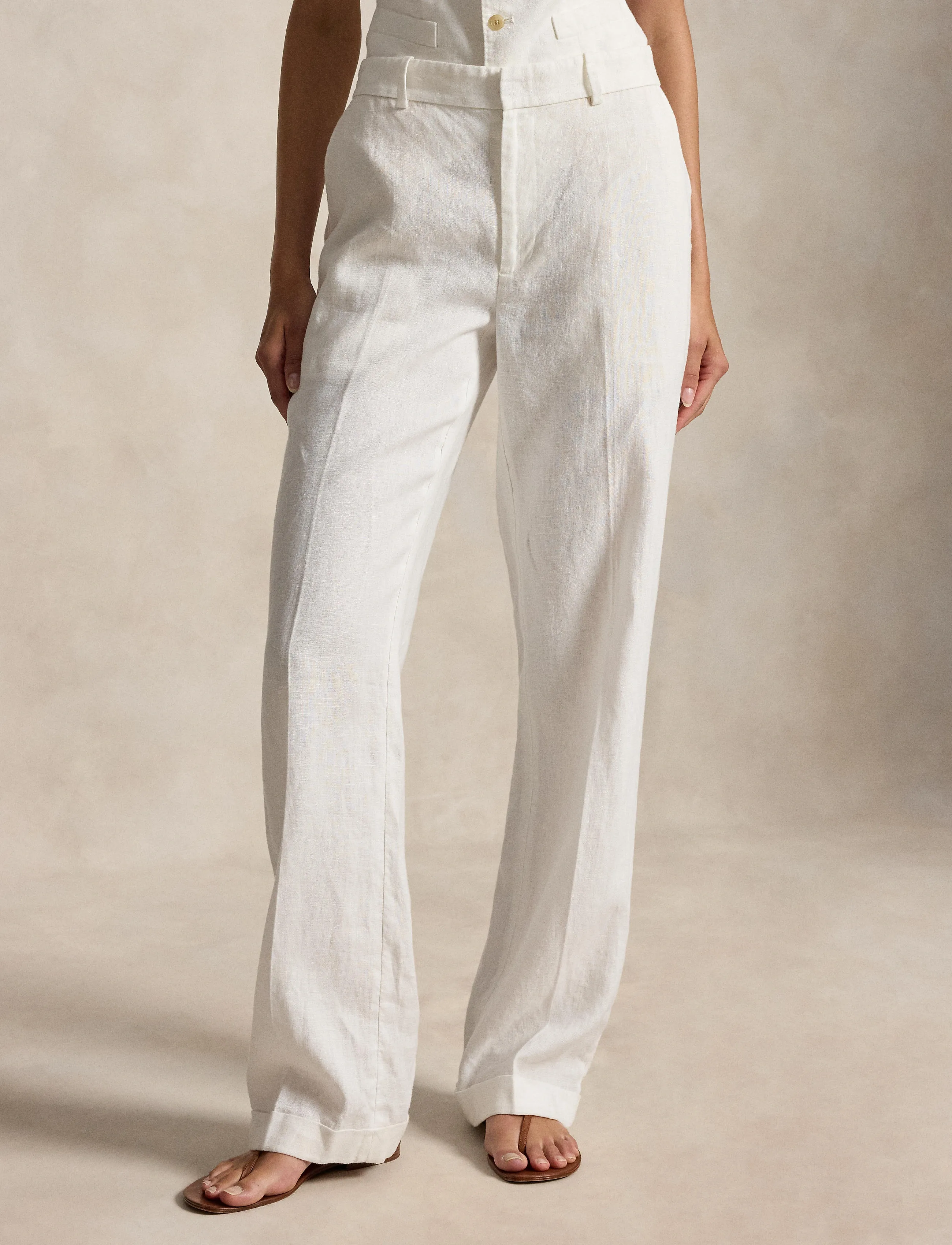 Polo Ralph Lauren 9/1 PD LINEN-WVN-PANTS - Odzież - NEVIS / white