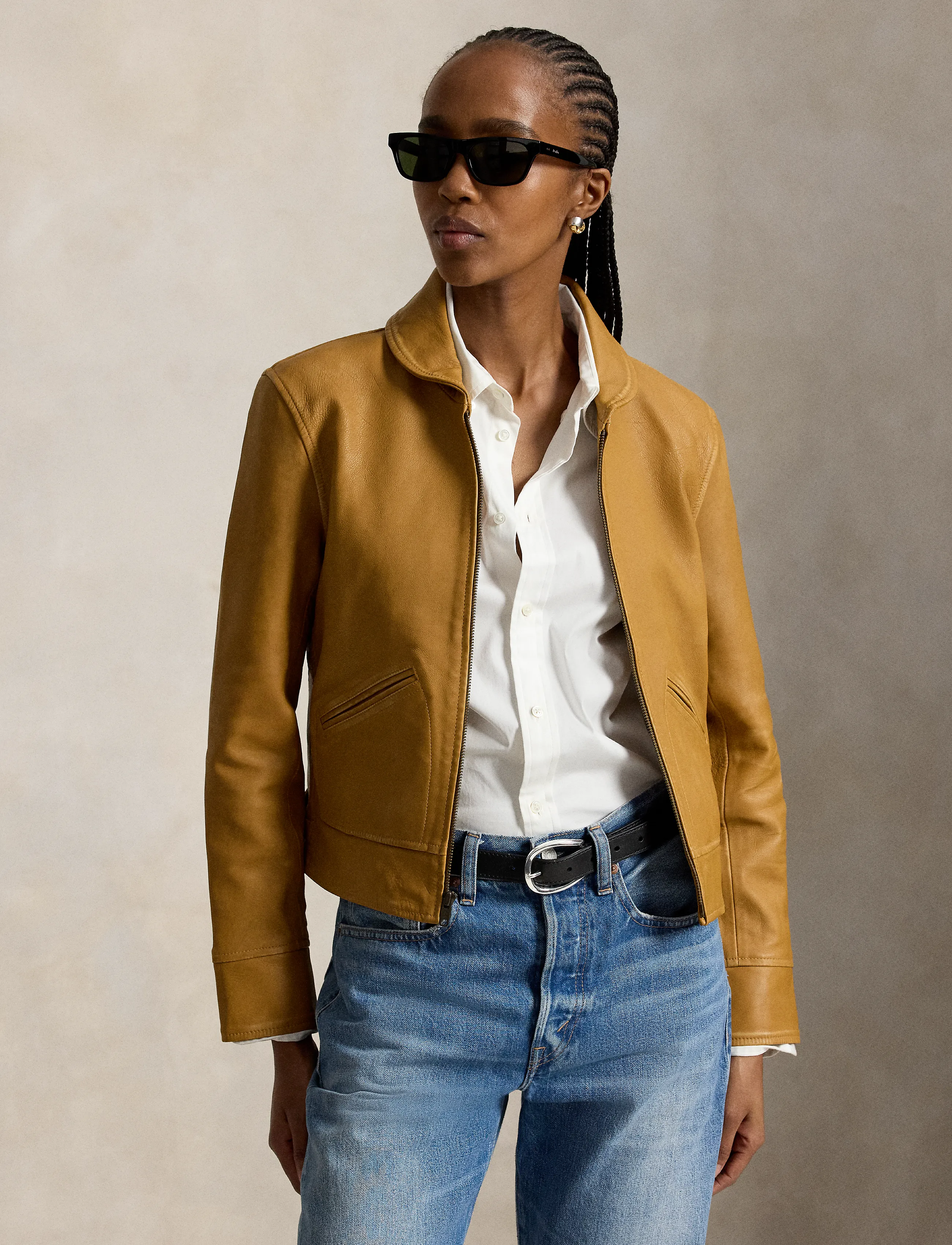 Polo Ralph Lauren Shawl-Collar Leather Jacket - Jacken - LIGHT TAN / brown