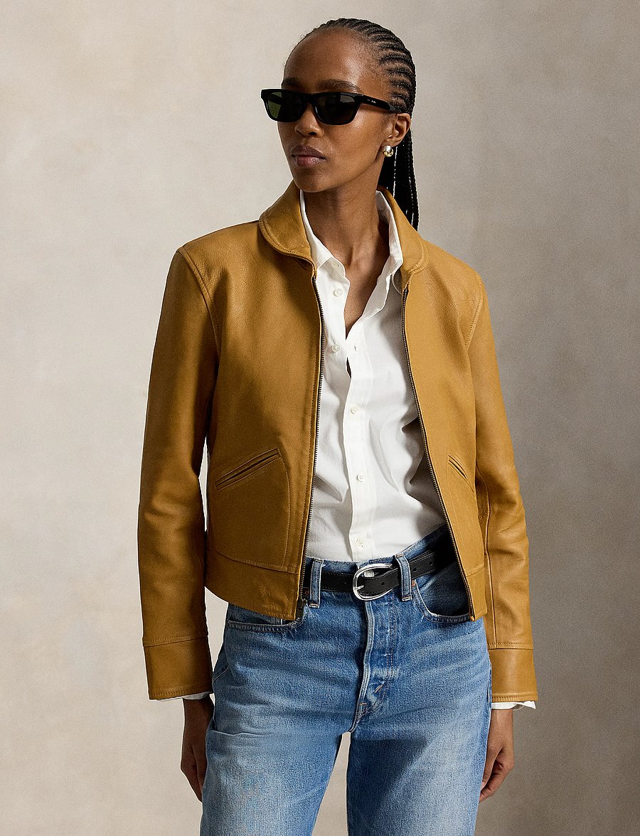 Polo Ralph Lauren - Shawl-Collar Leather Jacket - light tan - 0