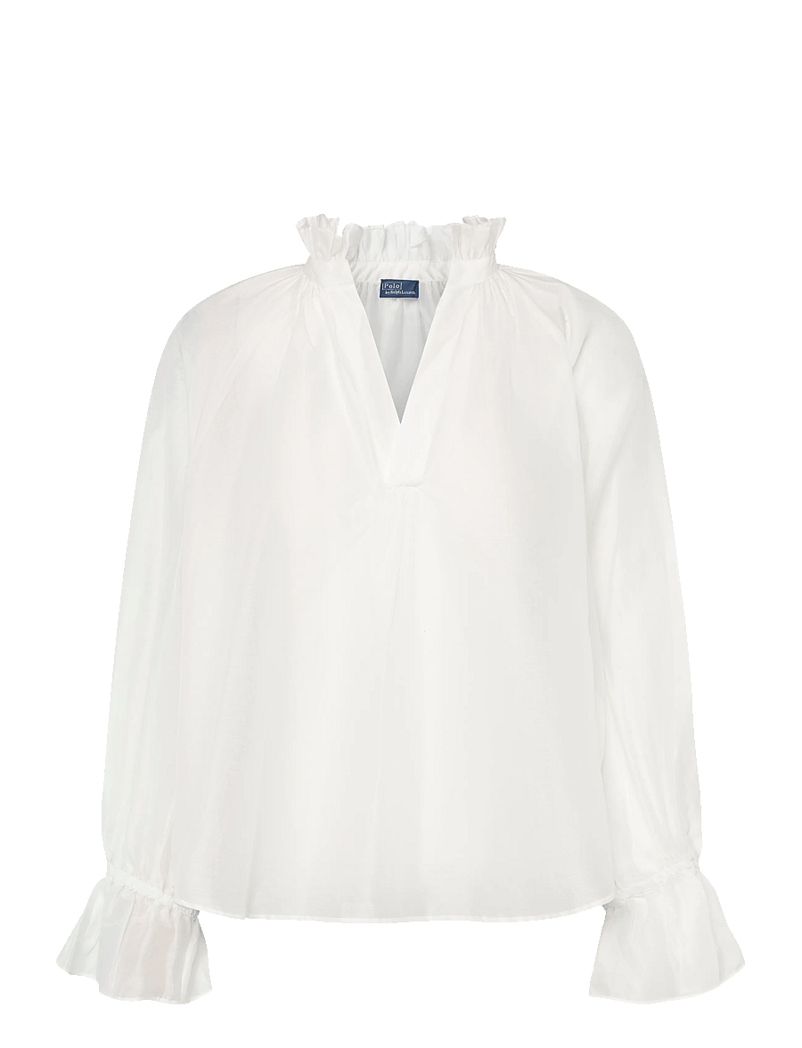 Polo Ralph Lauren - Cotton-Silk Organdy Shirt - långärmade blusar - white - 1