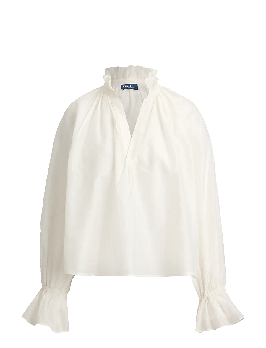 Polo Ralph Lauren - Cotton-Silk Organdy Shirt - langärmelige blusen - white - 1