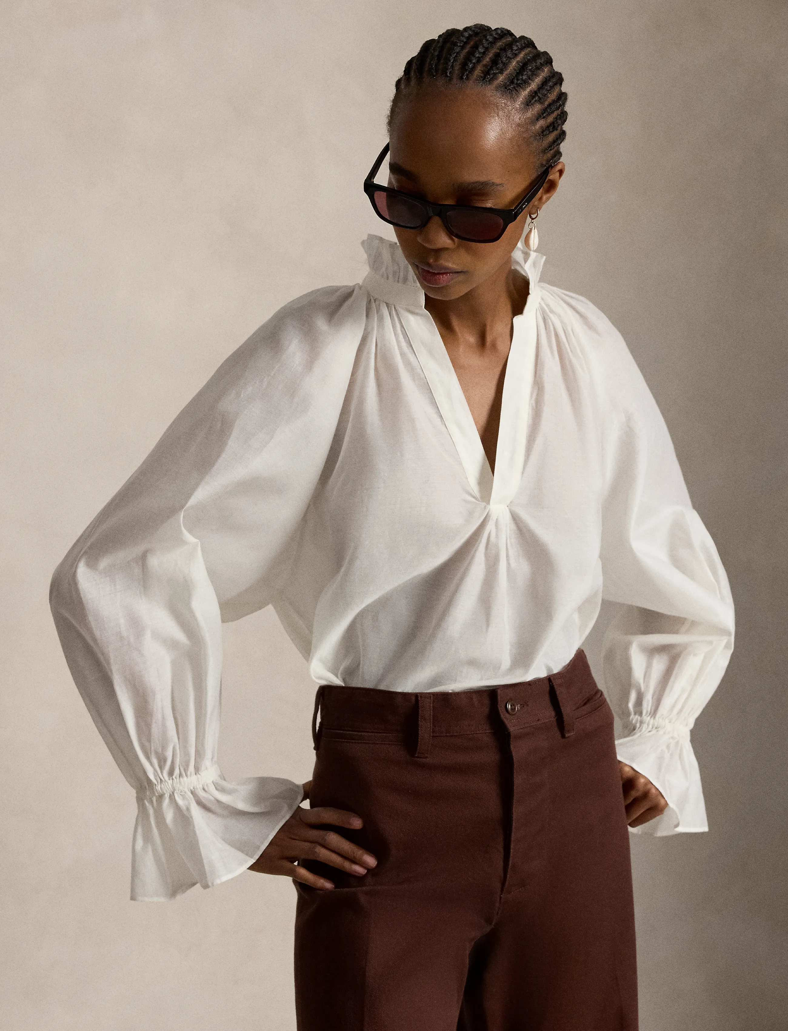 Polo Ralph Lauren Cotton-Silk Organdy Shirt - Blusar - WHITE / white