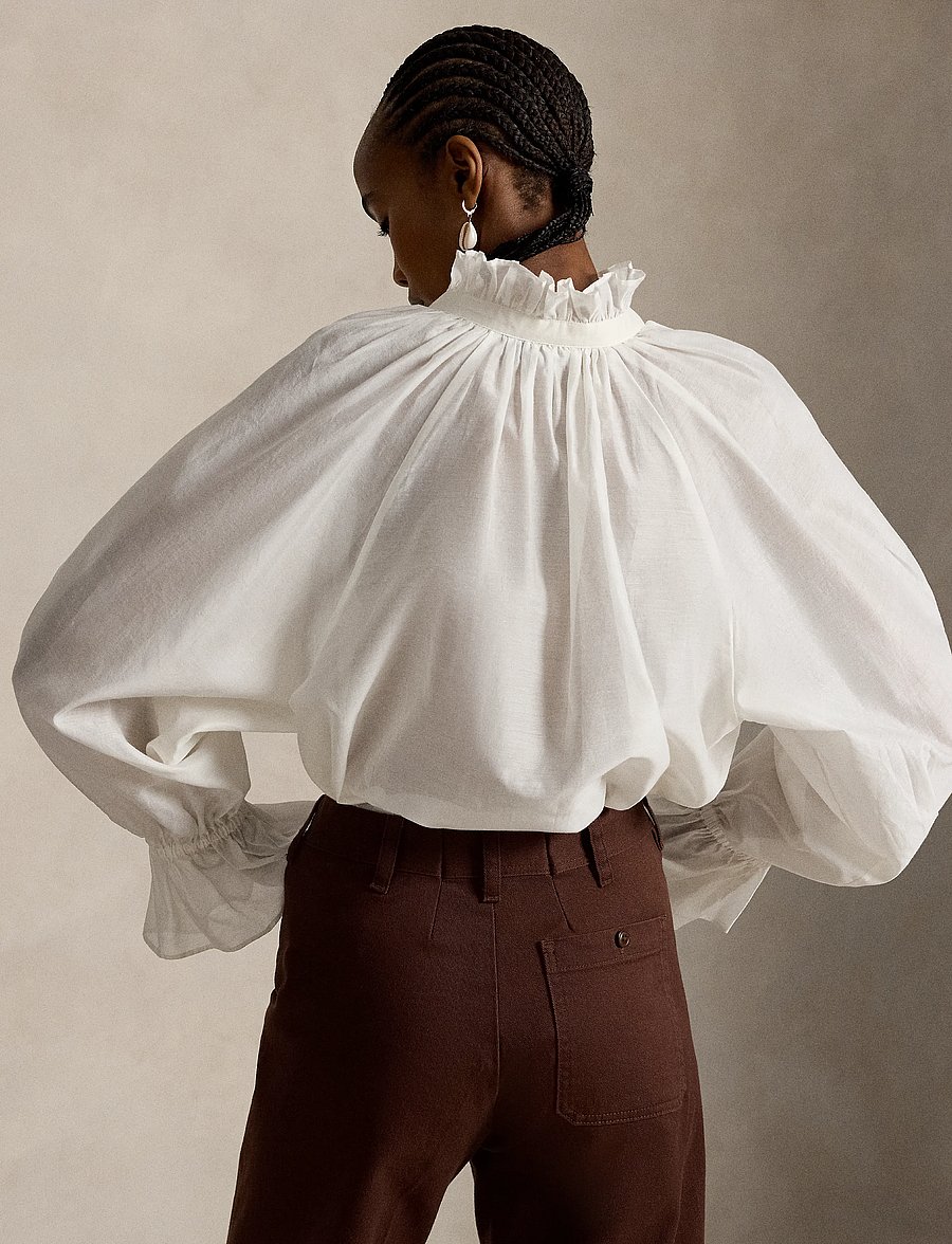 Polo Ralph Lauren - Cotton-Silk Organdy Shirt - langärmelige blusen - white - 2