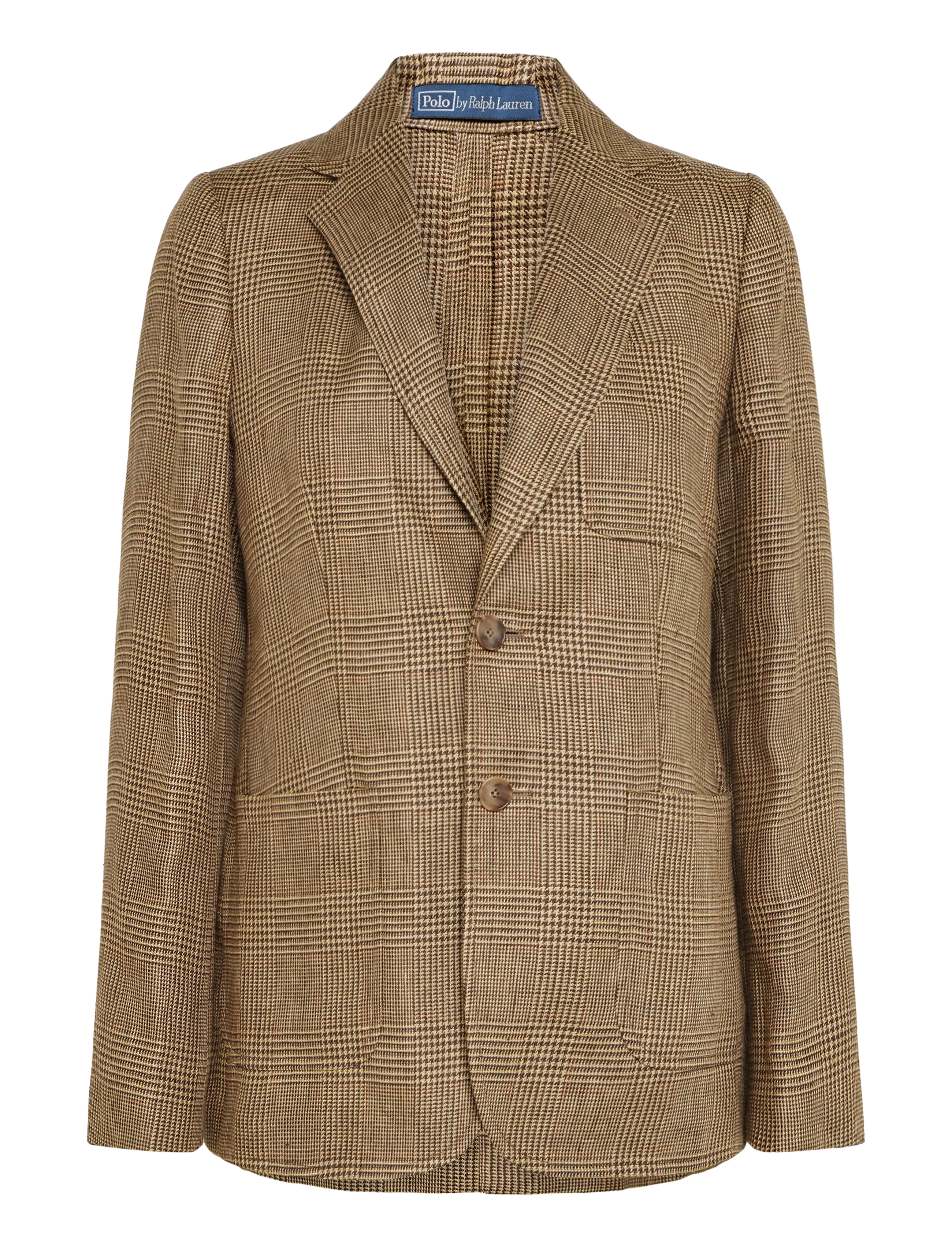 Polo Ralph Lauren Single-Breasted Plaid Linen Tweed Blazer - Blazer - BROWN/TAN GLEN CH / brown