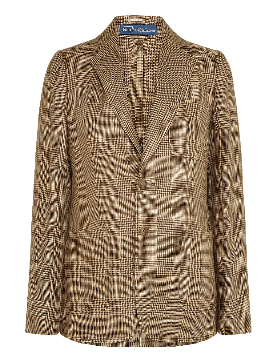 Polo Ralph Lauren - Single-Breasted Plaid Linen Tweed Blazer - einreihige blazer - brown/tan glen ch - 1
