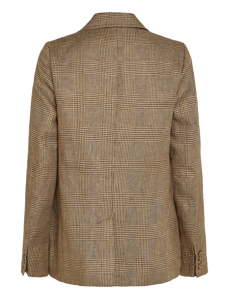Polo Ralph Lauren - Single-Breasted Plaid Linen Tweed Blazer - einreihige blazer - brown/tan glen ch - 2