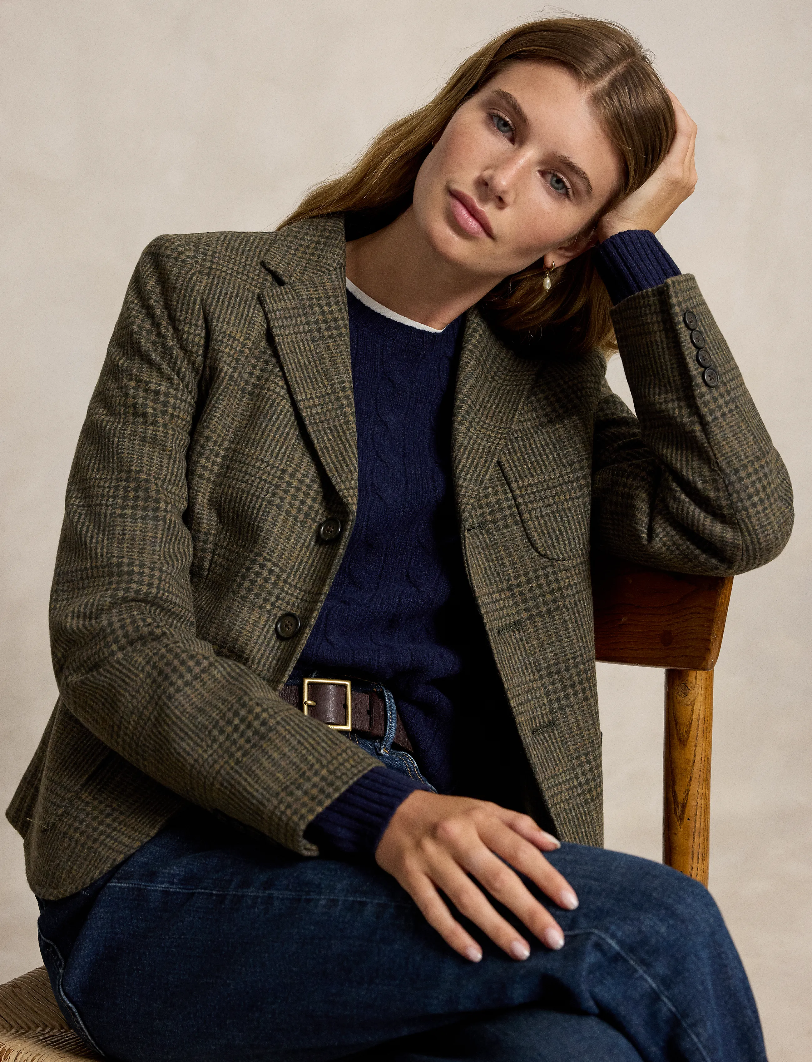 Polo Ralph Lauren - Single-Breasted Glen Check Blazer - Üherealised pintsakud - loden glencheck - 0