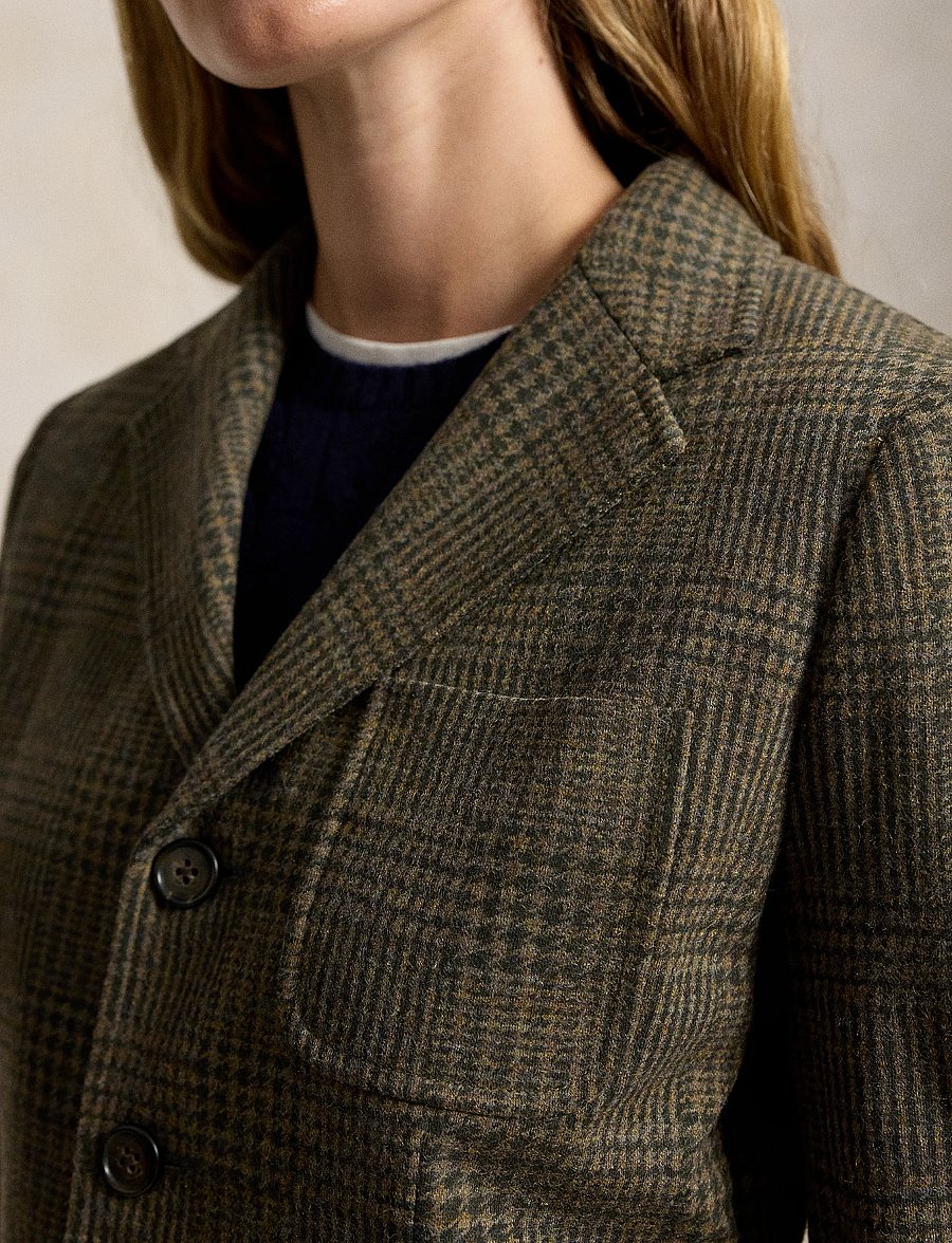 Polo Ralph Lauren - Single-Breasted Glen Check Blazer - Üherealised pintsakud - loden glencheck - 4