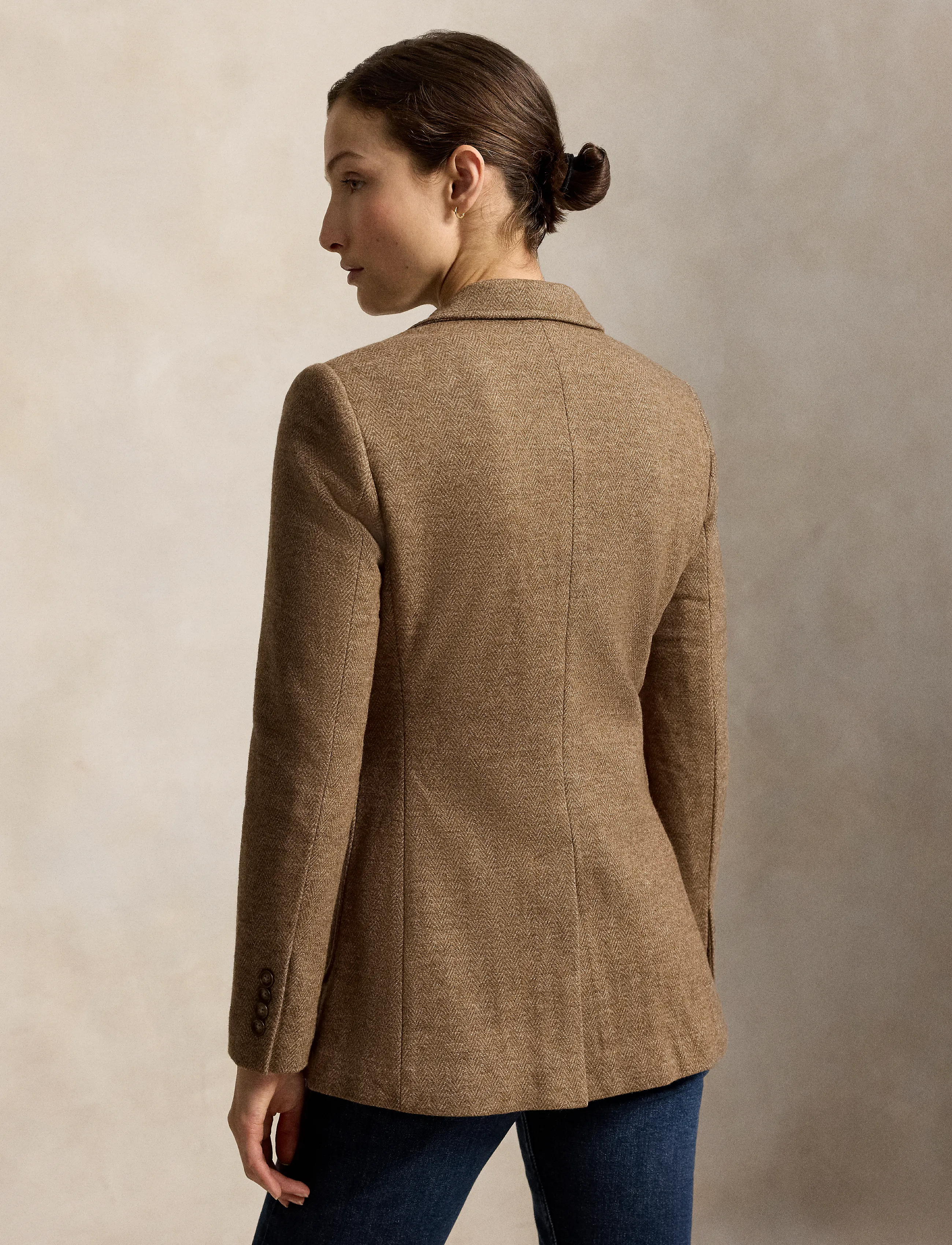 Polo Ralph Lauren - Single-Breasted Wool-Cotton Blazer - single breasted blazers - brown herringbone - 3