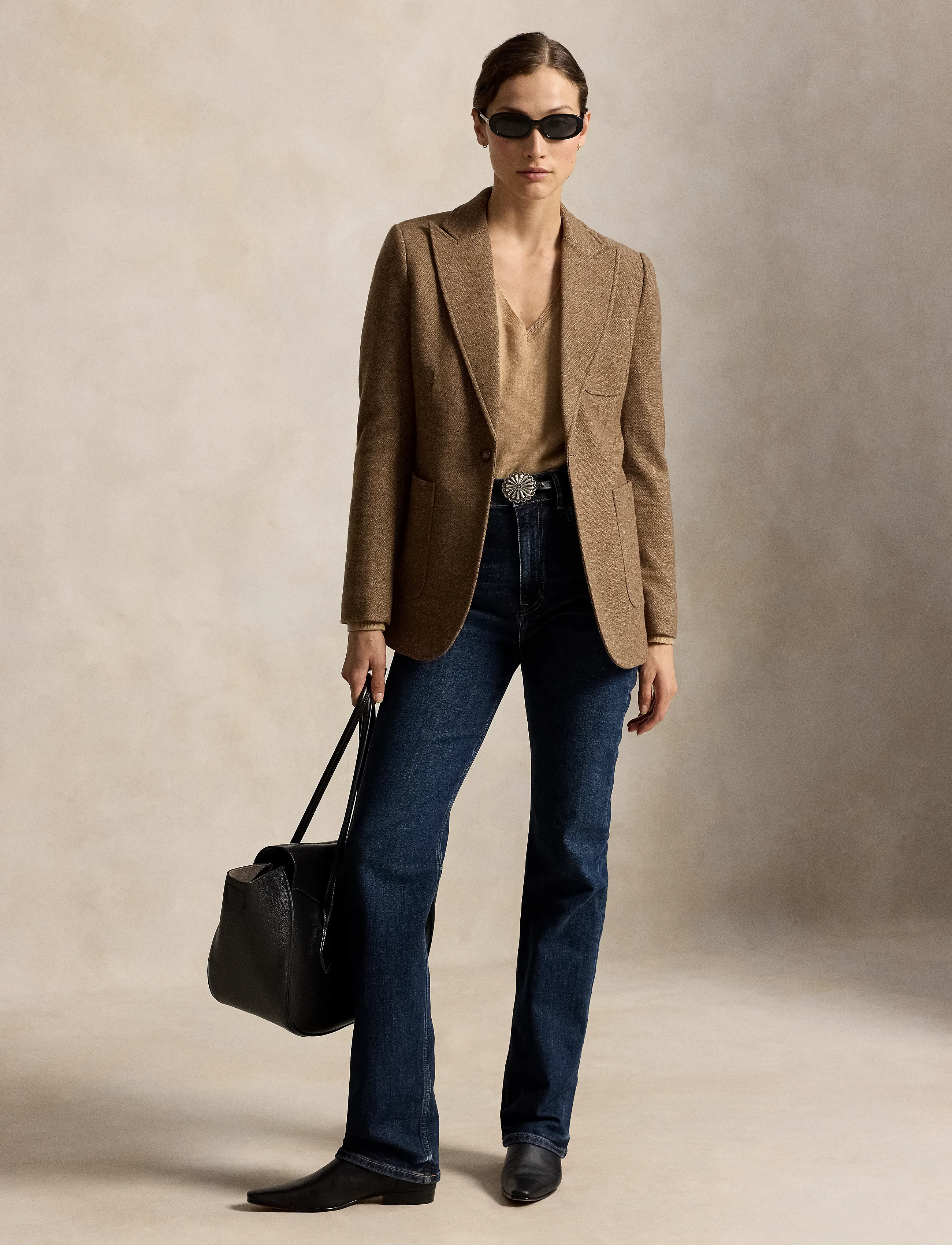 Polo Ralph Lauren - Single-Breasted Wool-Cotton Blazer - single breasted blazers - brown herringbone - 4