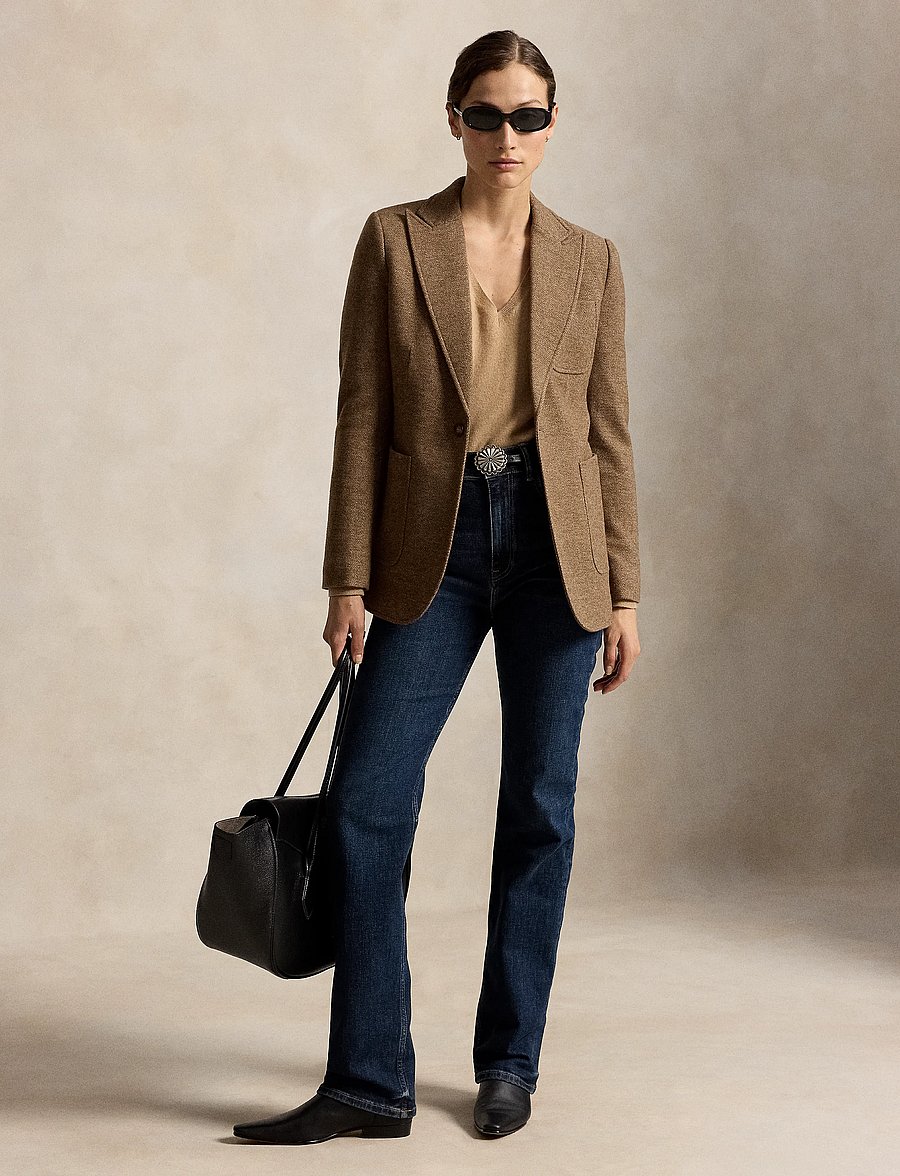 Polo Ralph Lauren - Single-Breasted Wool-Cotton Blazer - single breasted blazers - brown herringbone - 4