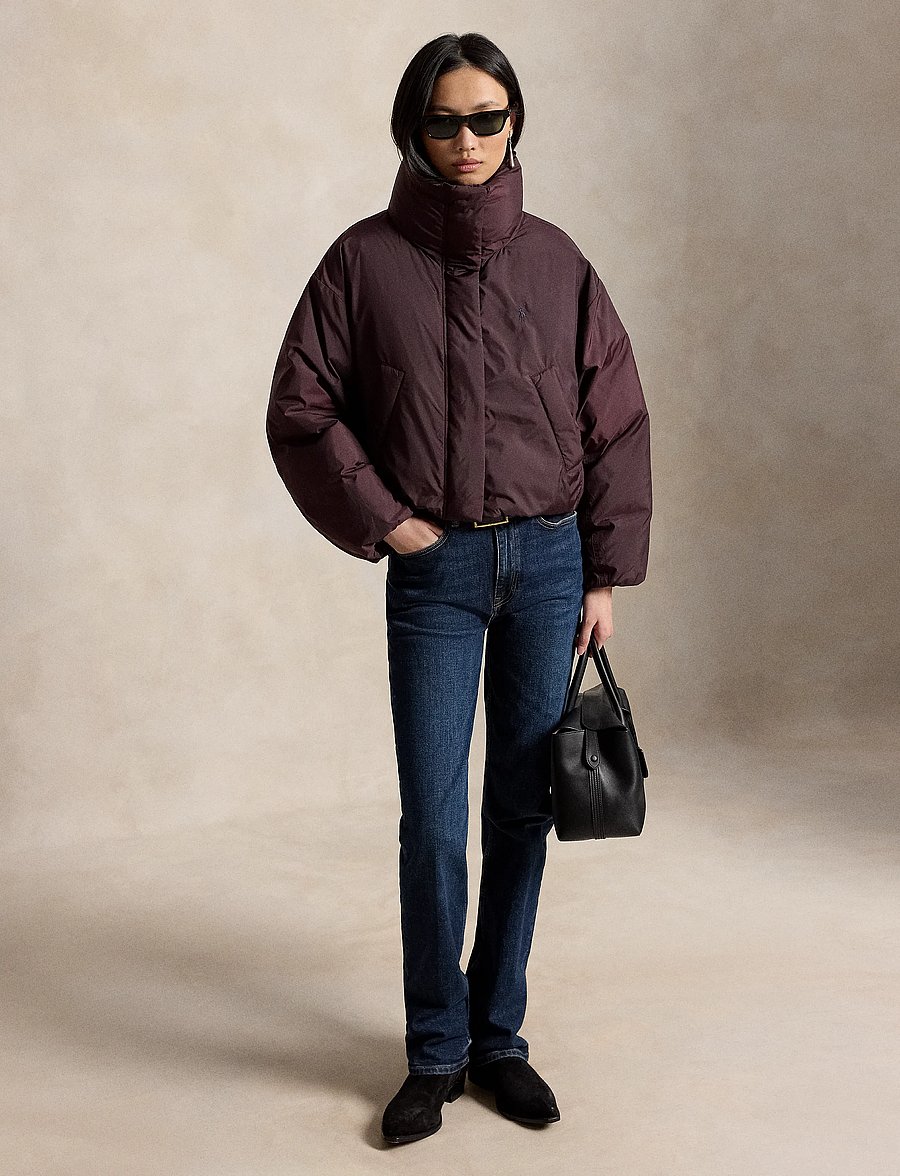 Polo Ralph Lauren - Cropped Down Puffer Jacket - dark shadow burgu - 3