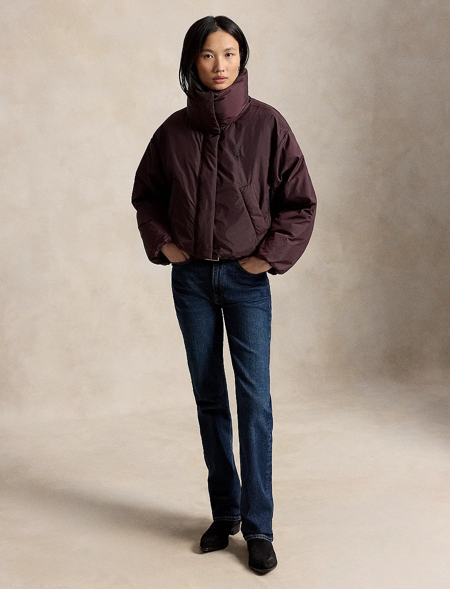 Polo Ralph Lauren - Cropped Down Puffer Jacket - dark shadow burgu - 4