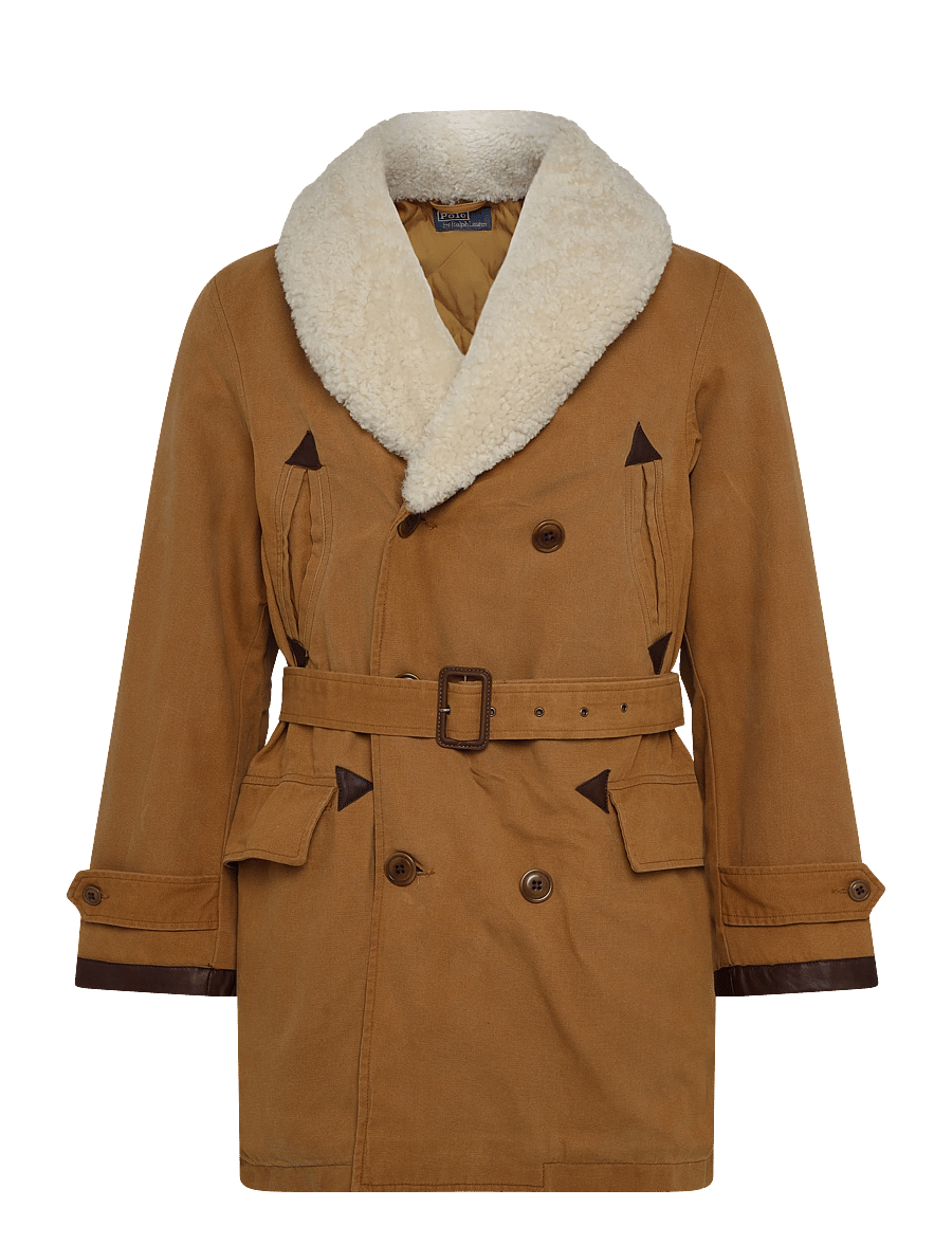 Polo Ralph Lauren - Shearling-Trim Canvas Ranch Coat - khaki - 1
