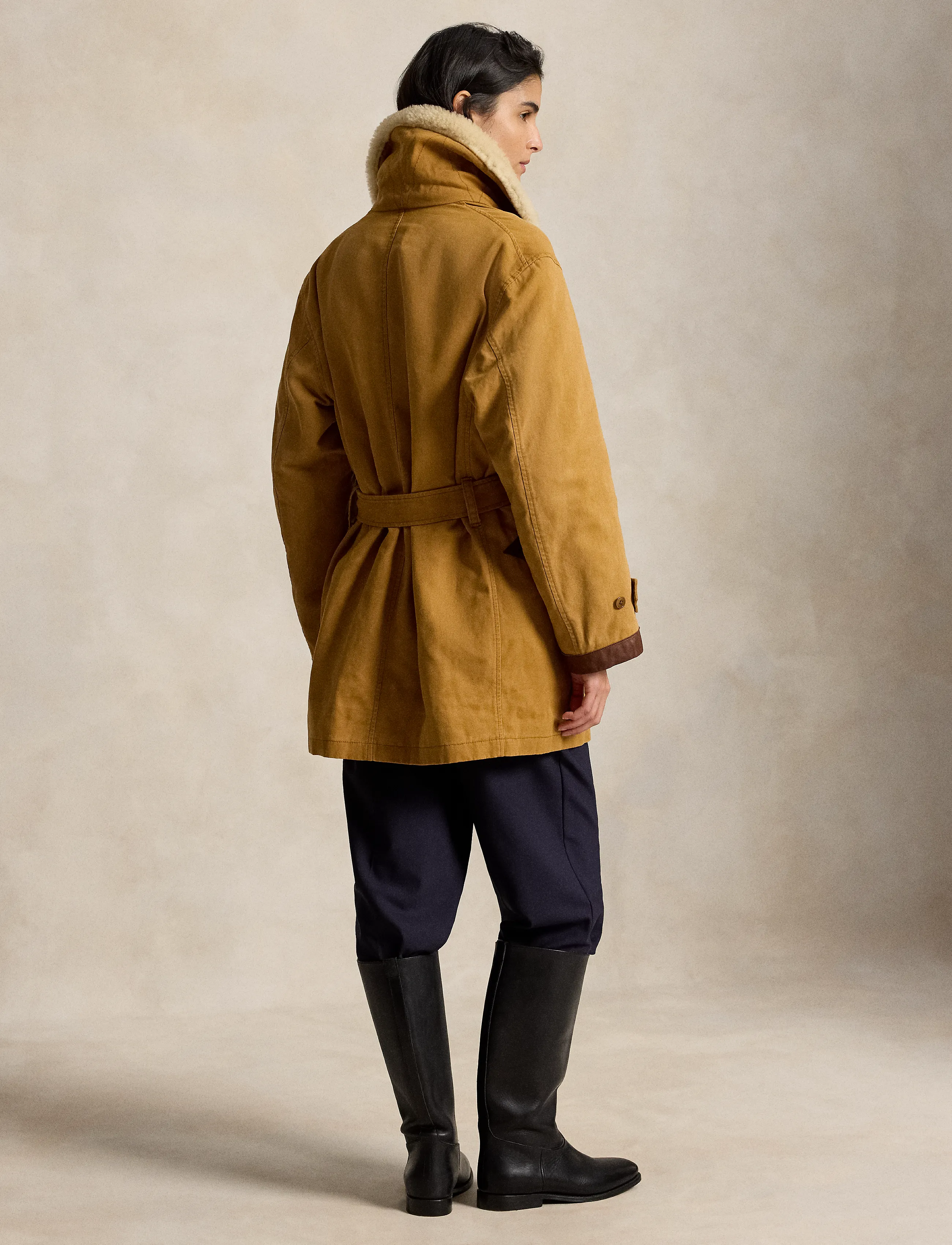 Polo Ralph Lauren - Shearling-Trim Canvas Ranch Coat - khaki - 3