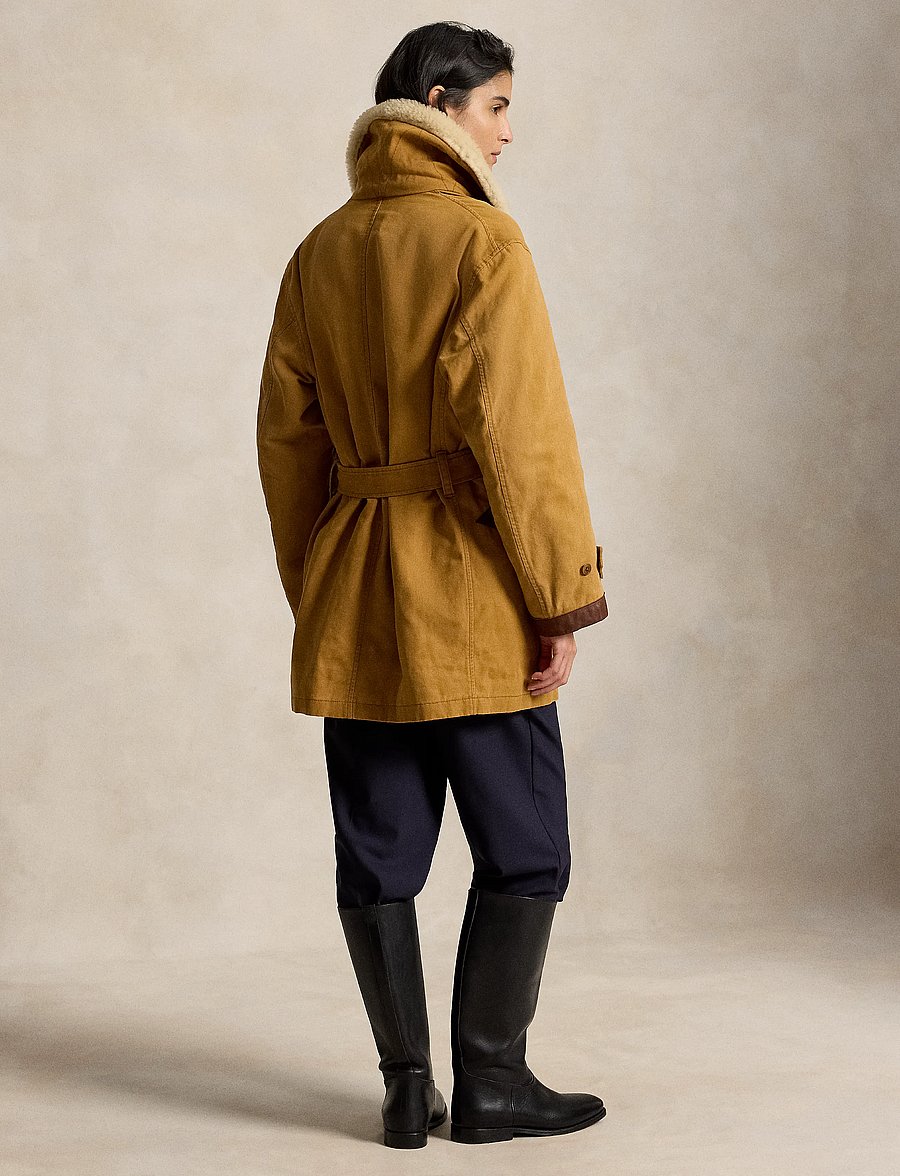 Polo Ralph Lauren - Shearling-Trim Canvas Ranch Coat - khaki - 3