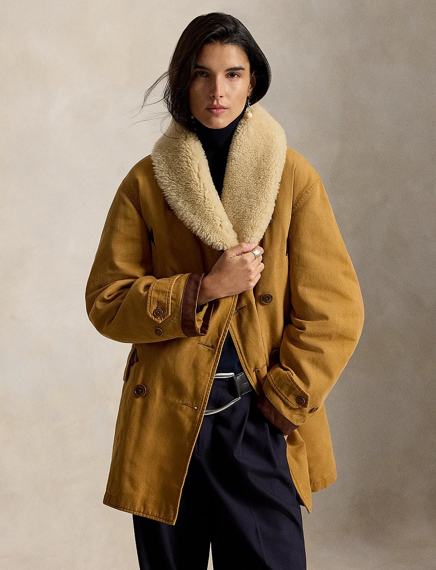 Polo Ralph Lauren - Shearling-Trim Canvas Ranch Coat - khaki - 5