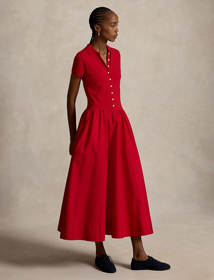 Polo Ralph Lauren - Hybrid Mesh Polo-Bodice Dress - very red - 0