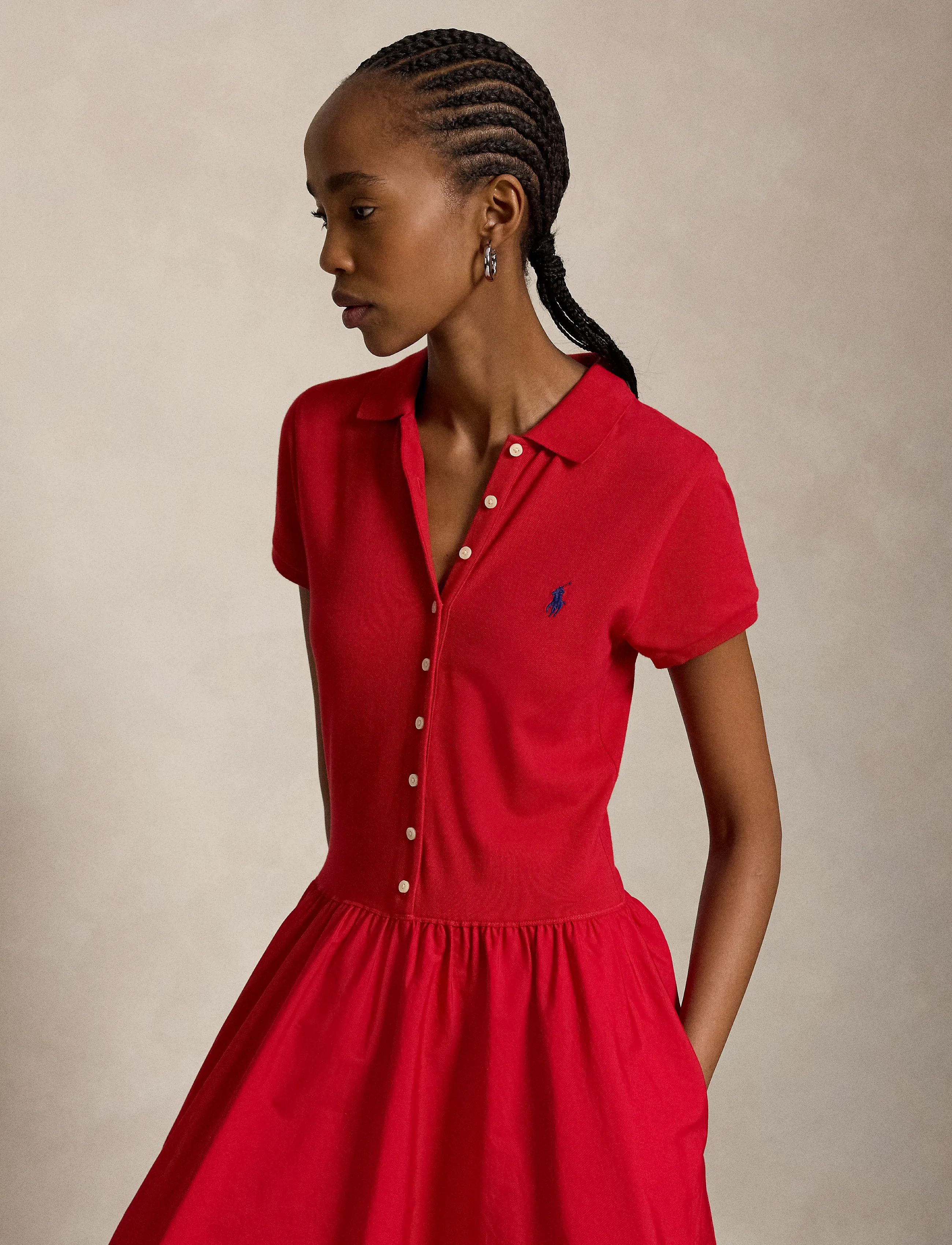 Polo Ralph Lauren - Hybrid Mesh Polo-Bodice Dress - very red - 4
