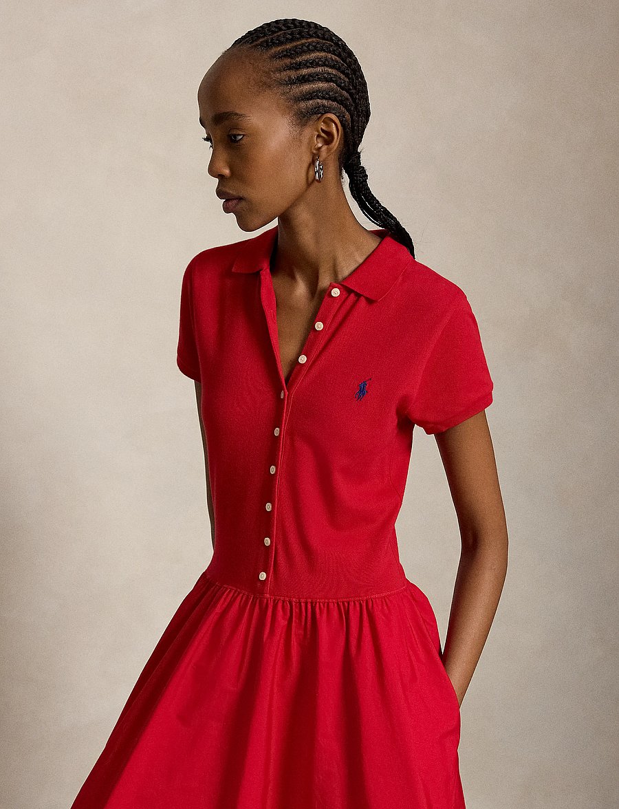 Polo Ralph Lauren - Hybrid Mesh Polo-Bodice Dress - very red - 4