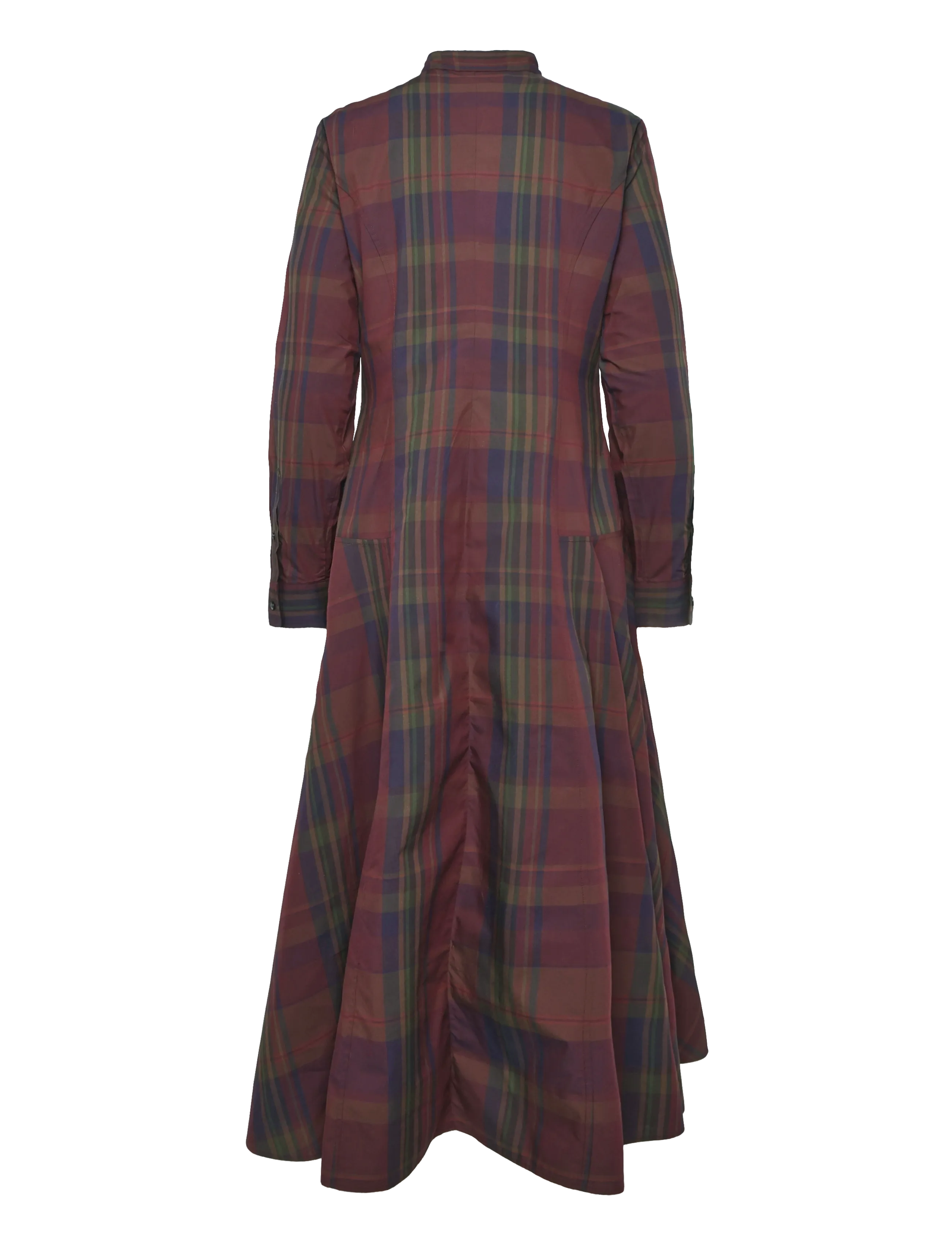 Polo Ralph Lauren - Plaid Cotton-Blend Paneled Shirtdress - skjortklänningar - 2059 merlot-green - 2